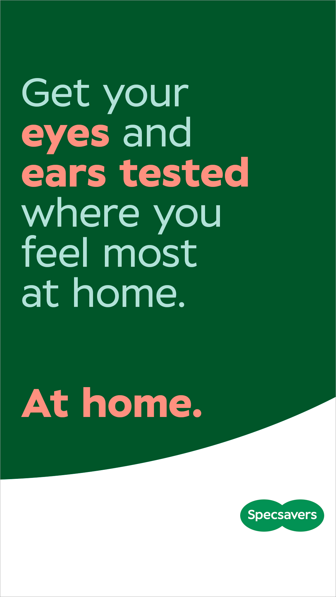Specsavers Facebook ad: Eye and ear tests at home