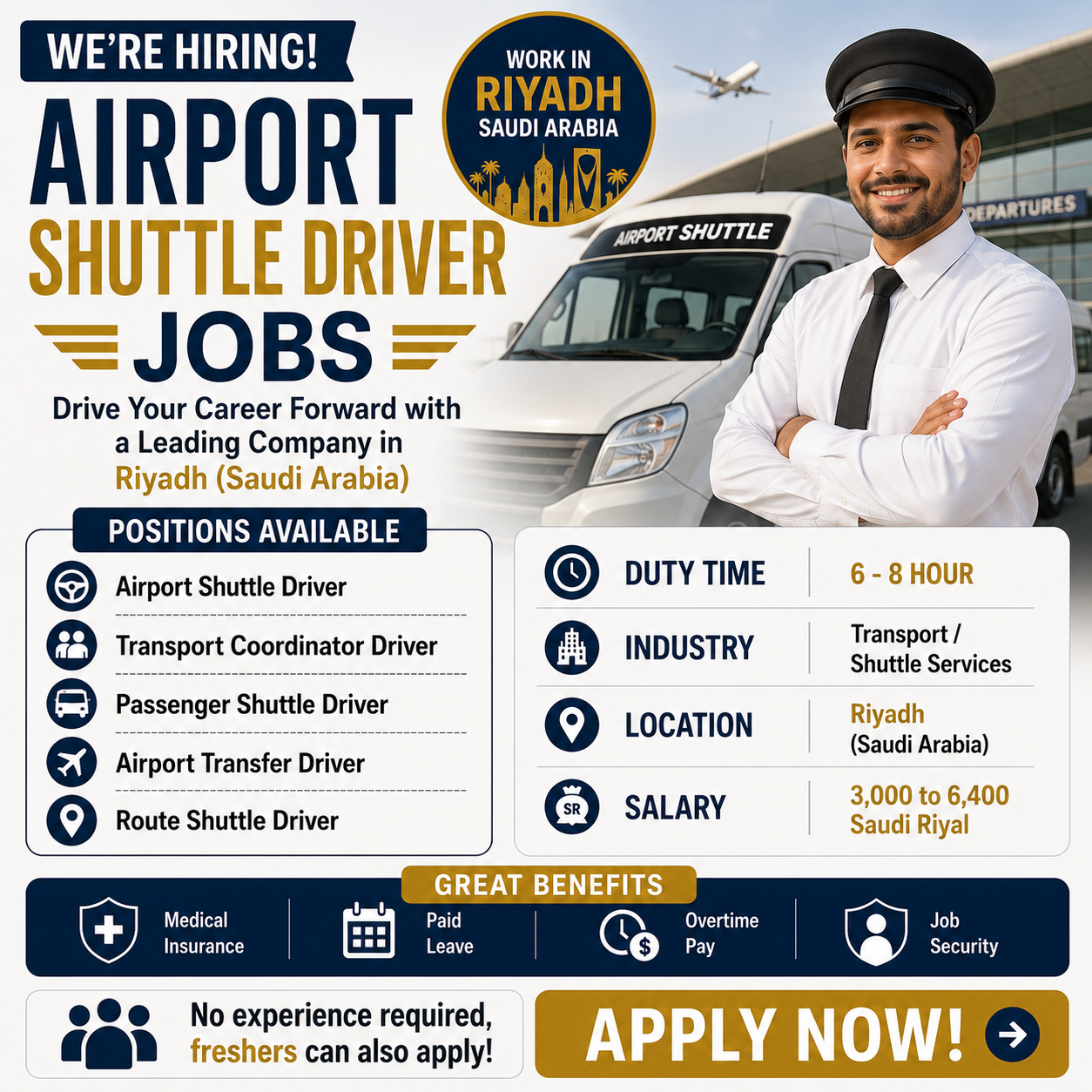 JobSphere Facebook ad: Hiring Shuttle Driver Technicians, Saudi Arabia