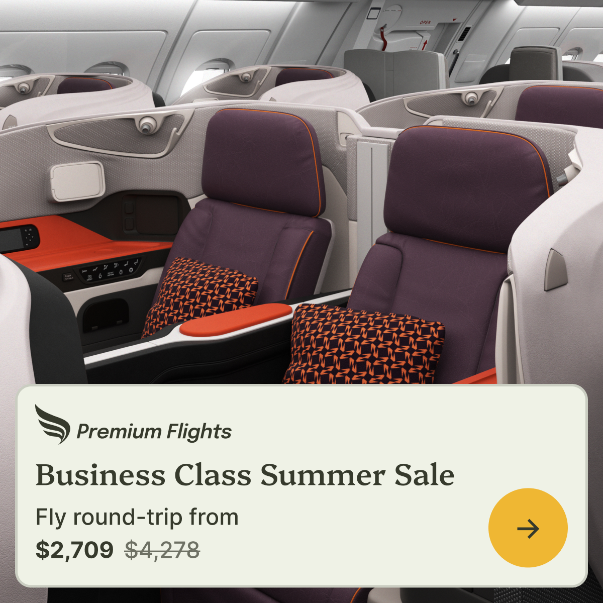 Premium Flights Facebook ad