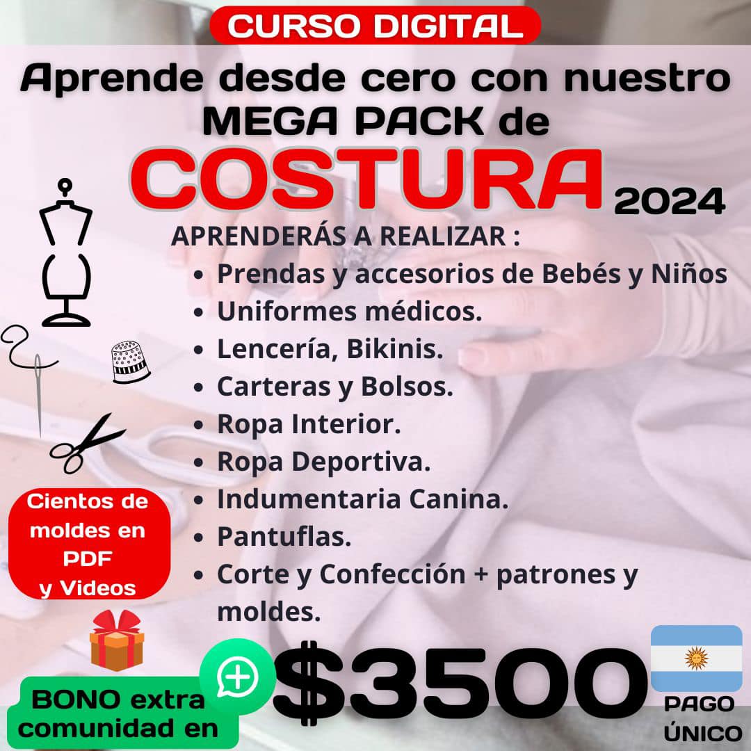 Bellas.online.emprenden Facebook ad: $3500 Argentinos SUPER MEGA PACK DE COSTURA 2024