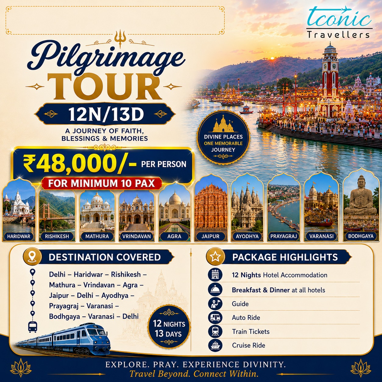Iconic Travellers Facebook ad: Divine Pilgrimage Tour 2026 12 Nights /13 Days Pilgrimage…