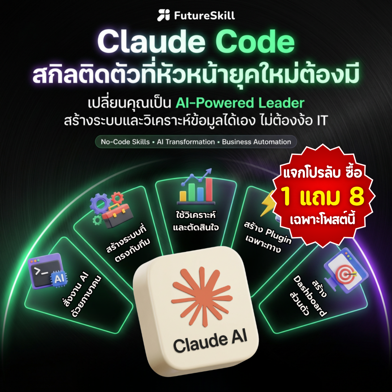 AI Academy by FutureSkill Facebook ad: สมัครผ่านโพสต์นี้รับส่วนลด 100 บาท