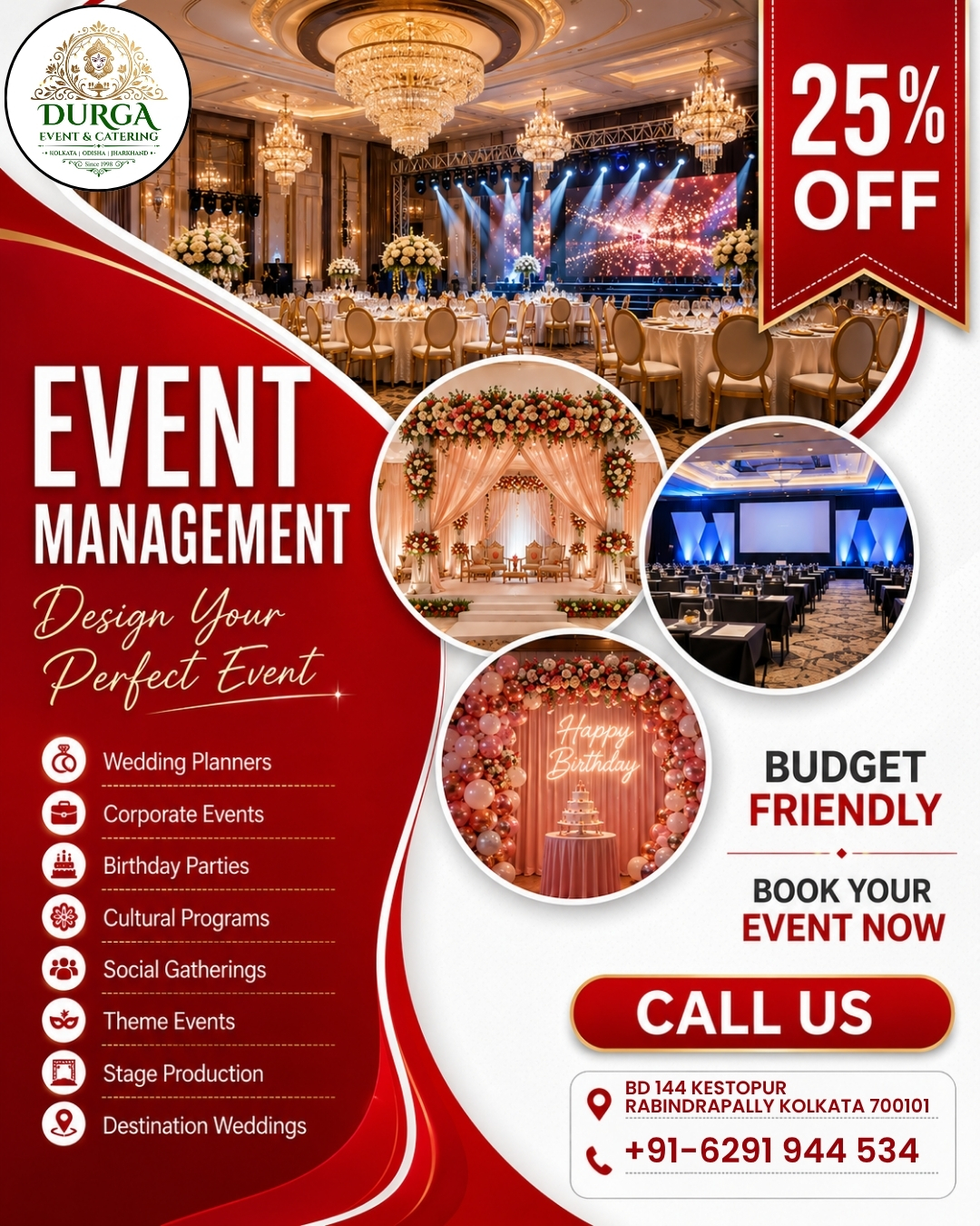 Durga Event & Catering Facebook ad: Book Your Free Event Consultation