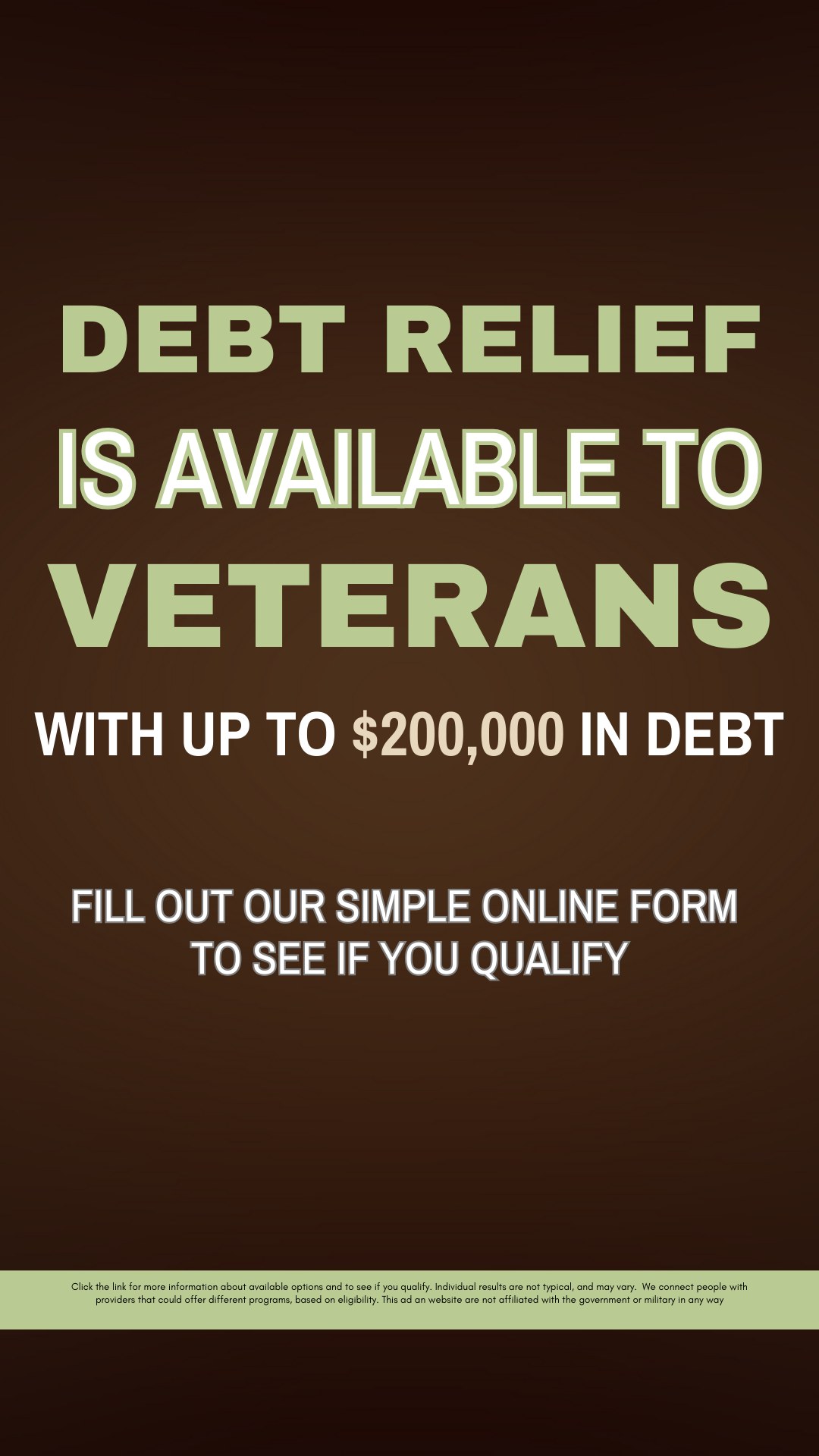 Veteran Debt Assistance Facebook ad