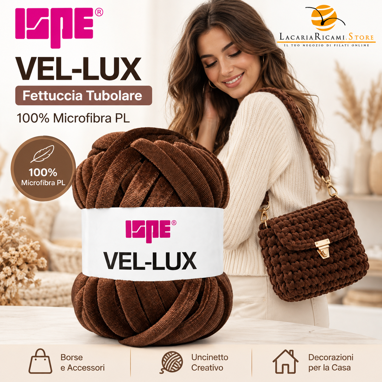 LacariaRicami.Store Facebook ad: Fettuccia Velluto VEL-LUX ISPE | 200g 25m - Unc. 10-12