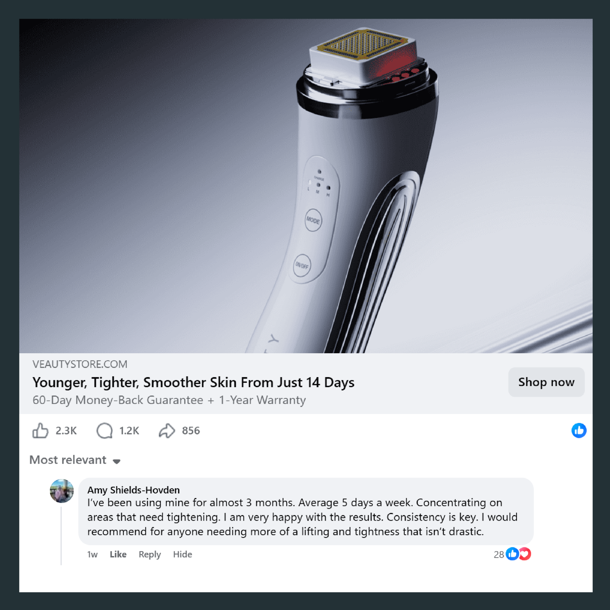 Veauty Facebook ad