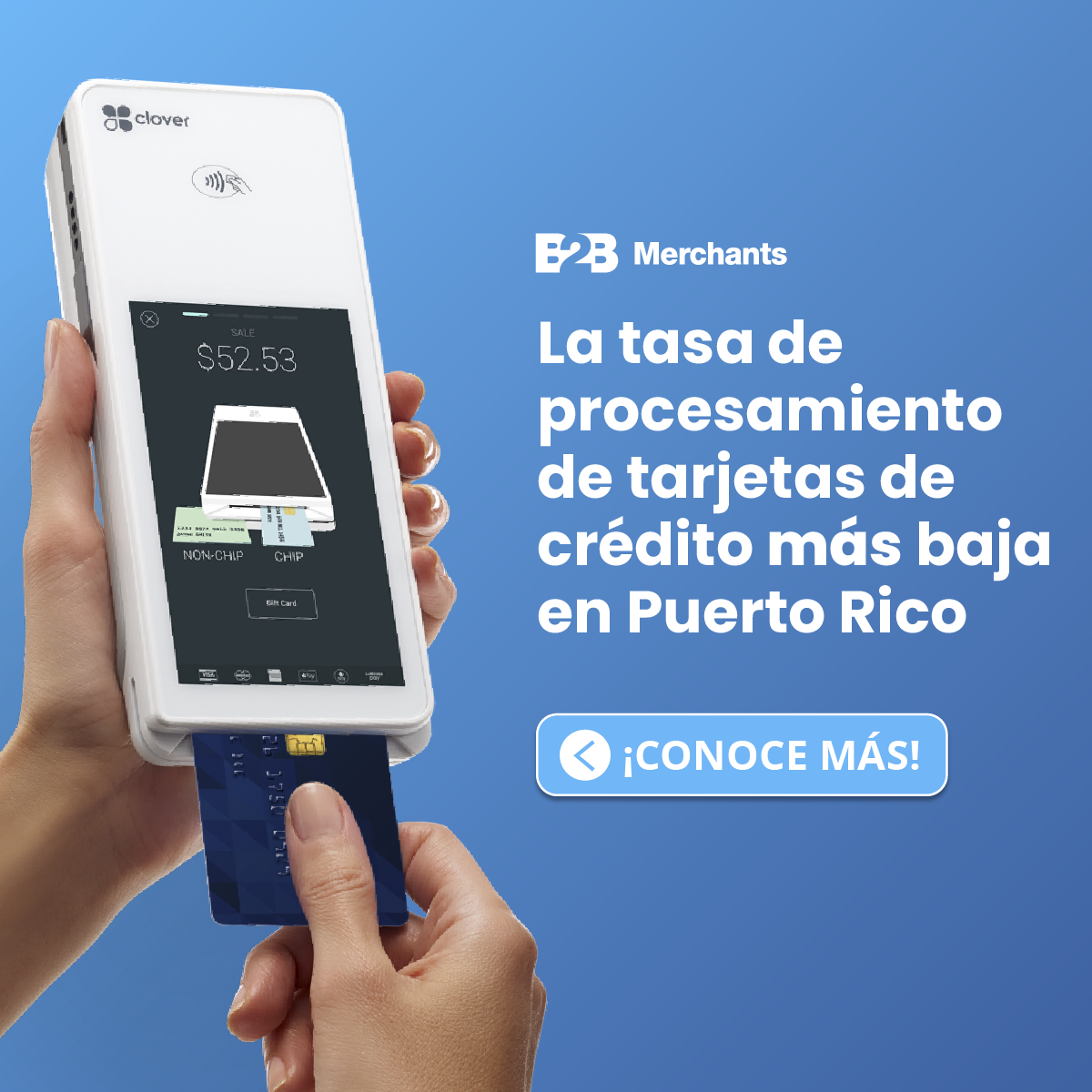 B2B Merchants Puerto Rico Facebook ad: Reduce tus gastos y sube tus ingresos>>>