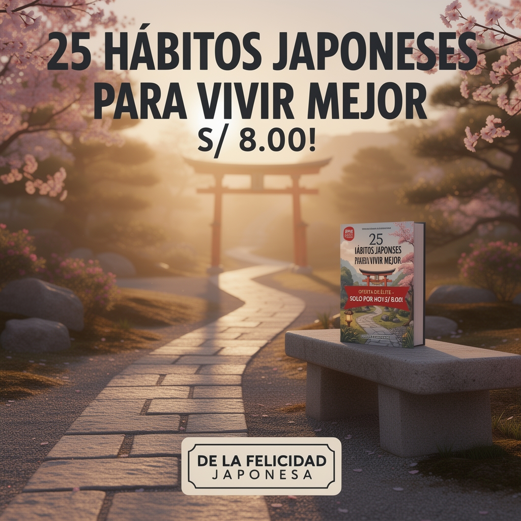 Apex Latino Facebook ad: 25 Hábitos Japoneses para Vivir Mejor (S/8.00)