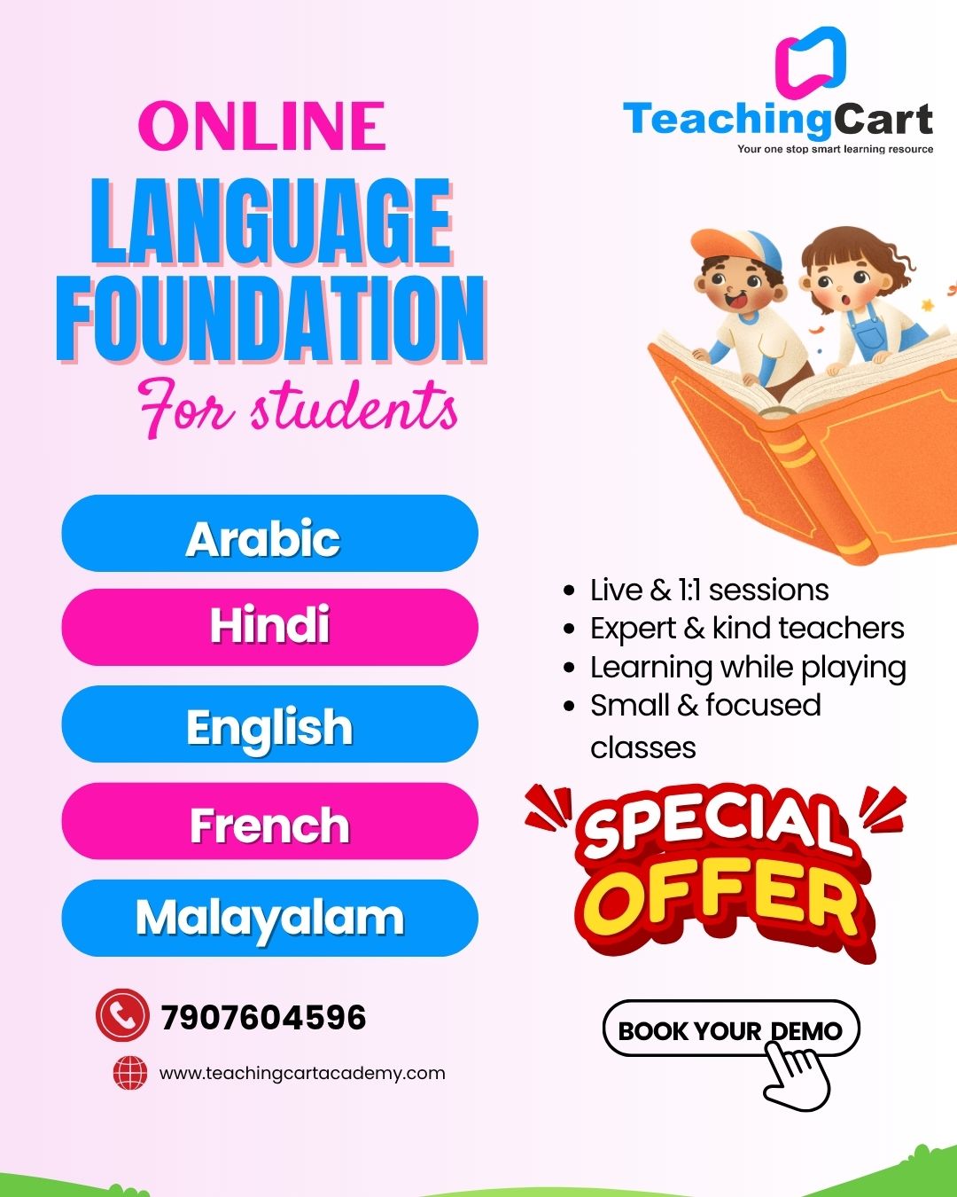 TeachingCart Facebook ad: Multi-language learning for your child-Live, Interactive &…