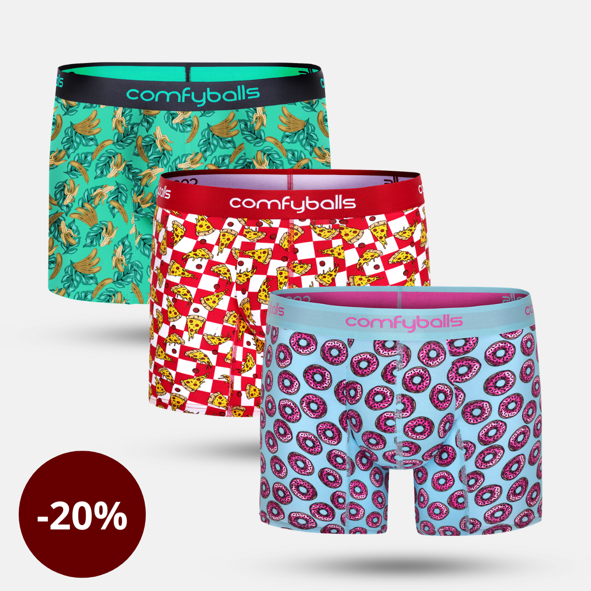 Comfyballs Ísland Facebook ad: 3 stk. á 20% afslætti