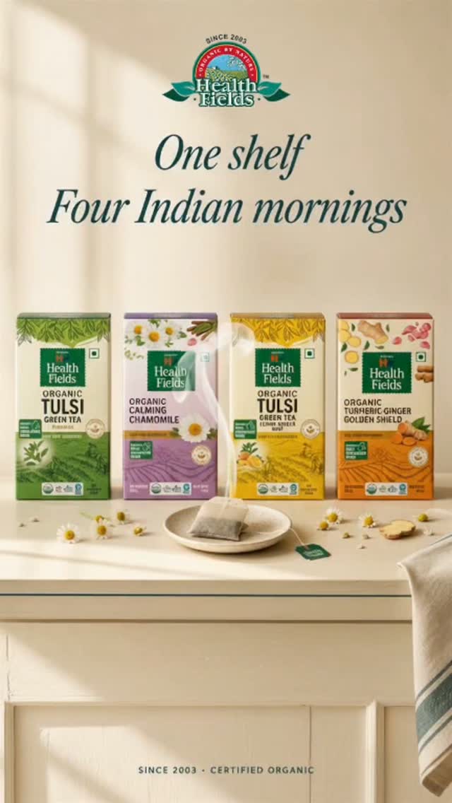Health Fields Organic Facebook ad: Four Indian mornings.