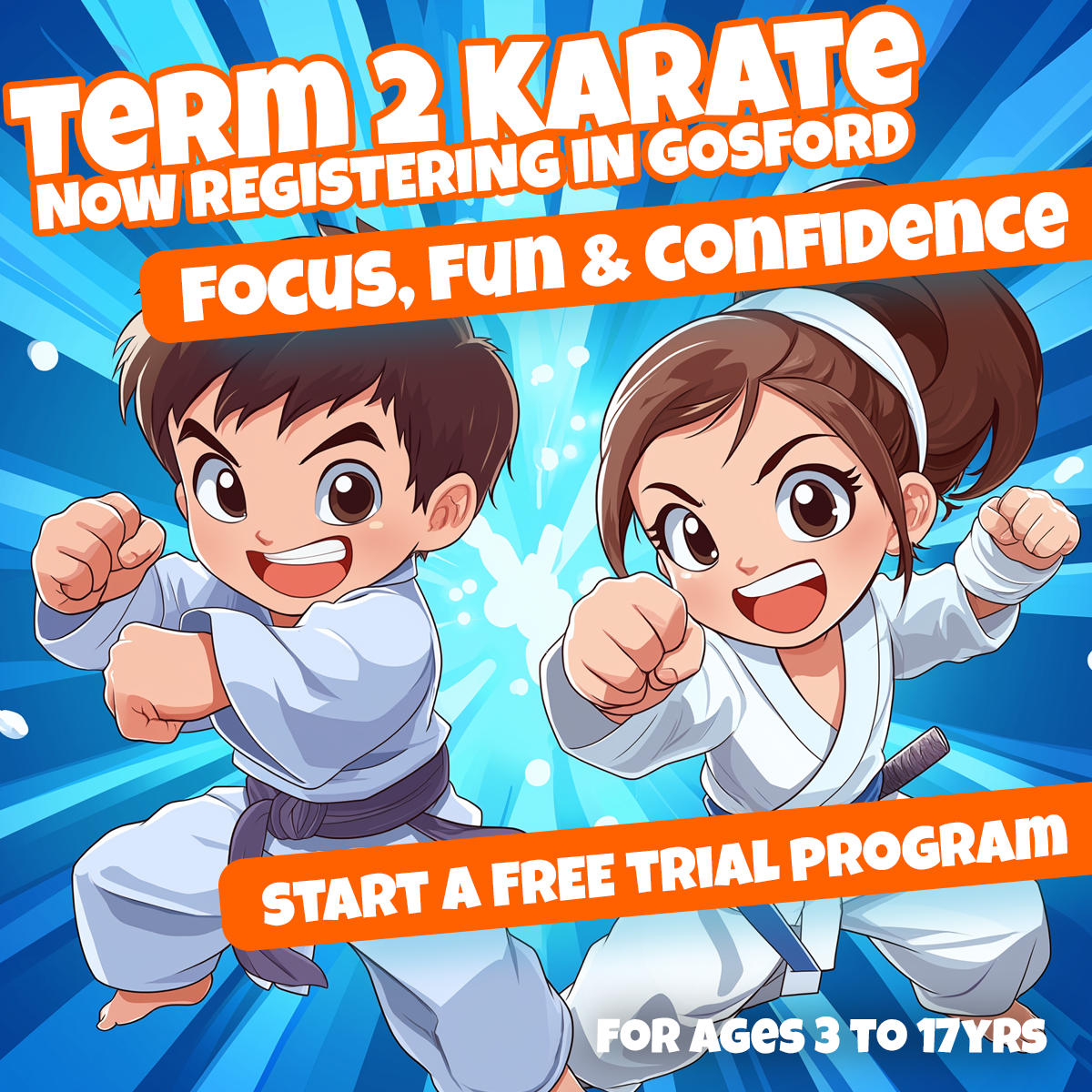 BBMA Gosford Facebook ad: Term 2 Kids Karate FREE Intro Program