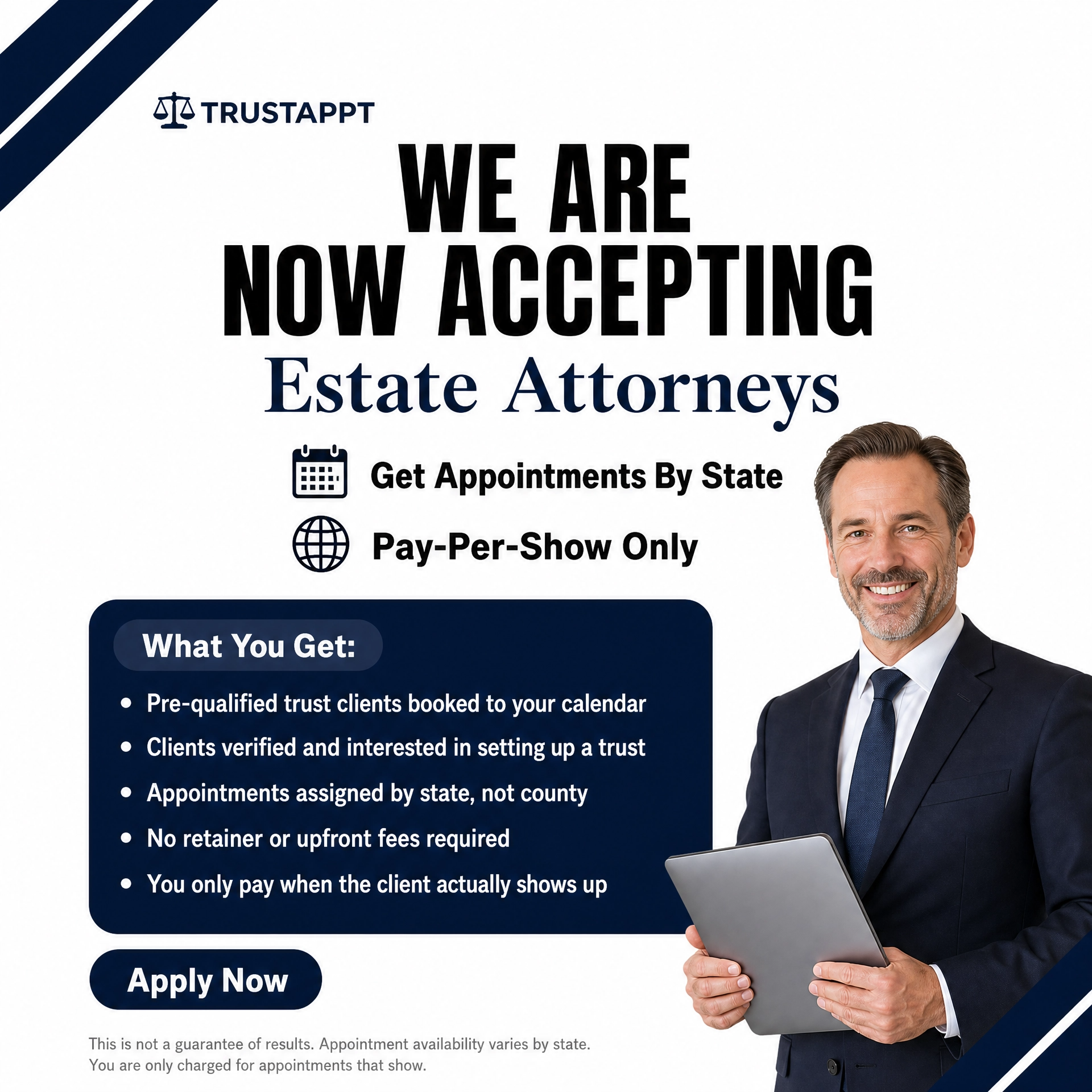 Destro Facebook ad: Only Pay Per Showed Appointment