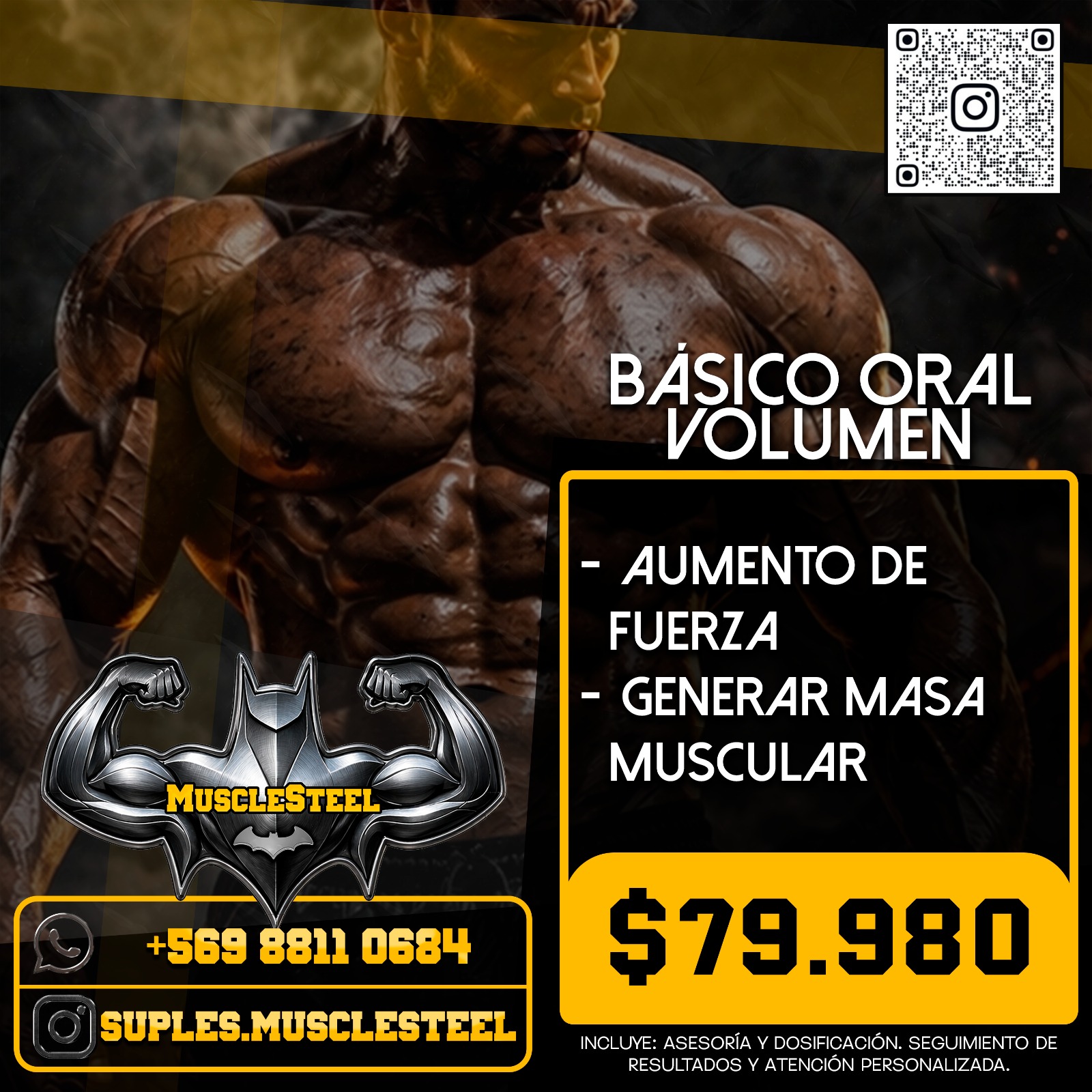 Suplementos Muscle Steel Facebook ad: Chatea con nosotros