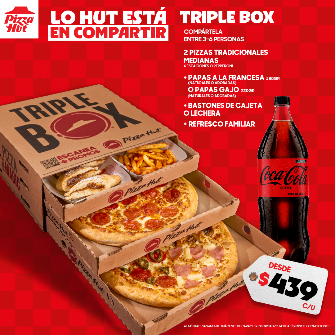 Pizza Hut México Facebook ad: Triple Box desde $439