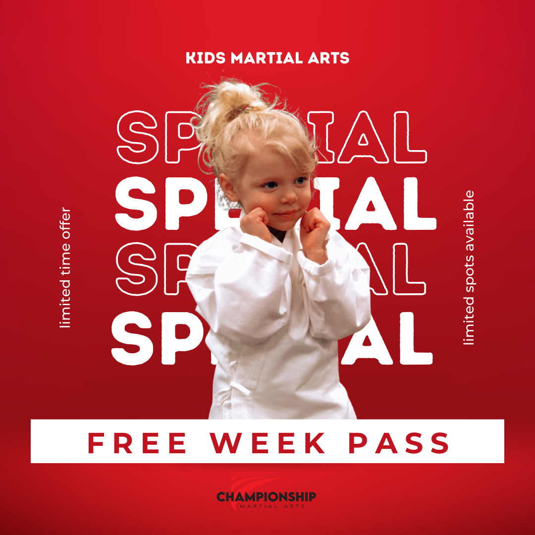 Championship Martial Arts Facebook ad: Free Week Pass for Kids Martial Arts