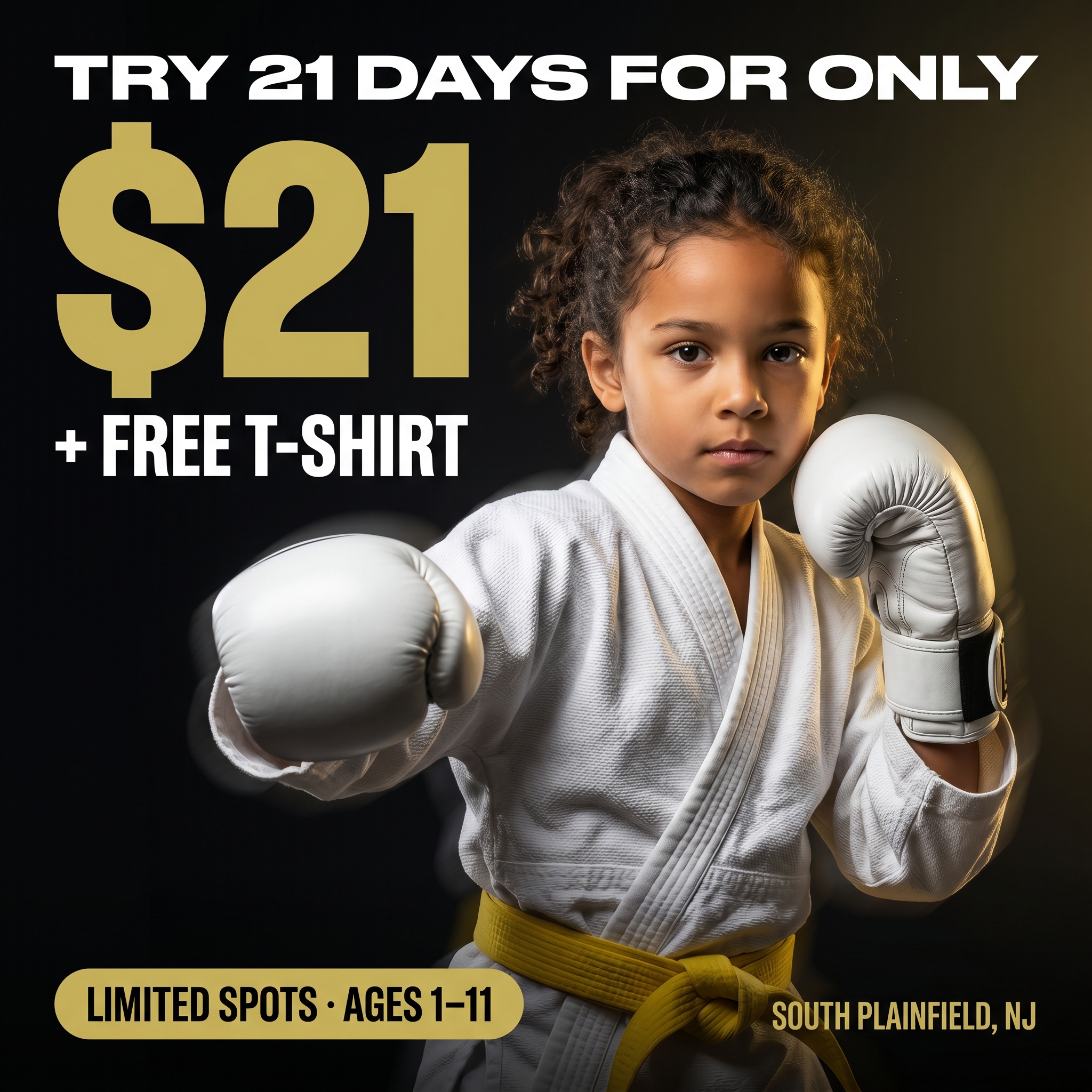 Warrior Martial Arts - South Plainfield, NJ Facebook ad: 21 DAYS FOR $21 KID'S MARTIAL ARTS