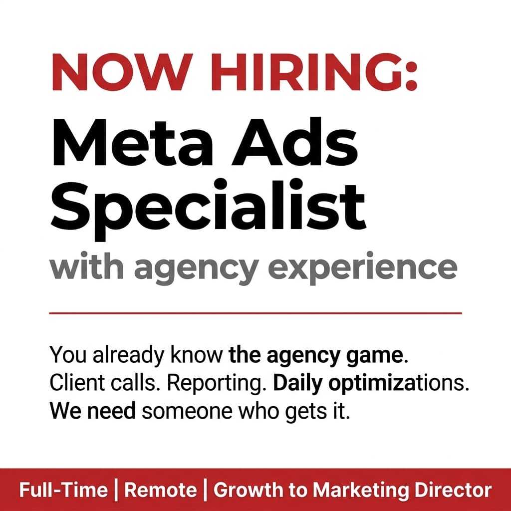 Medspa Marketing Masters Facebook ad: Meta Ads Specialist Wanted - $250K/mo Ad Spend, One Proven…