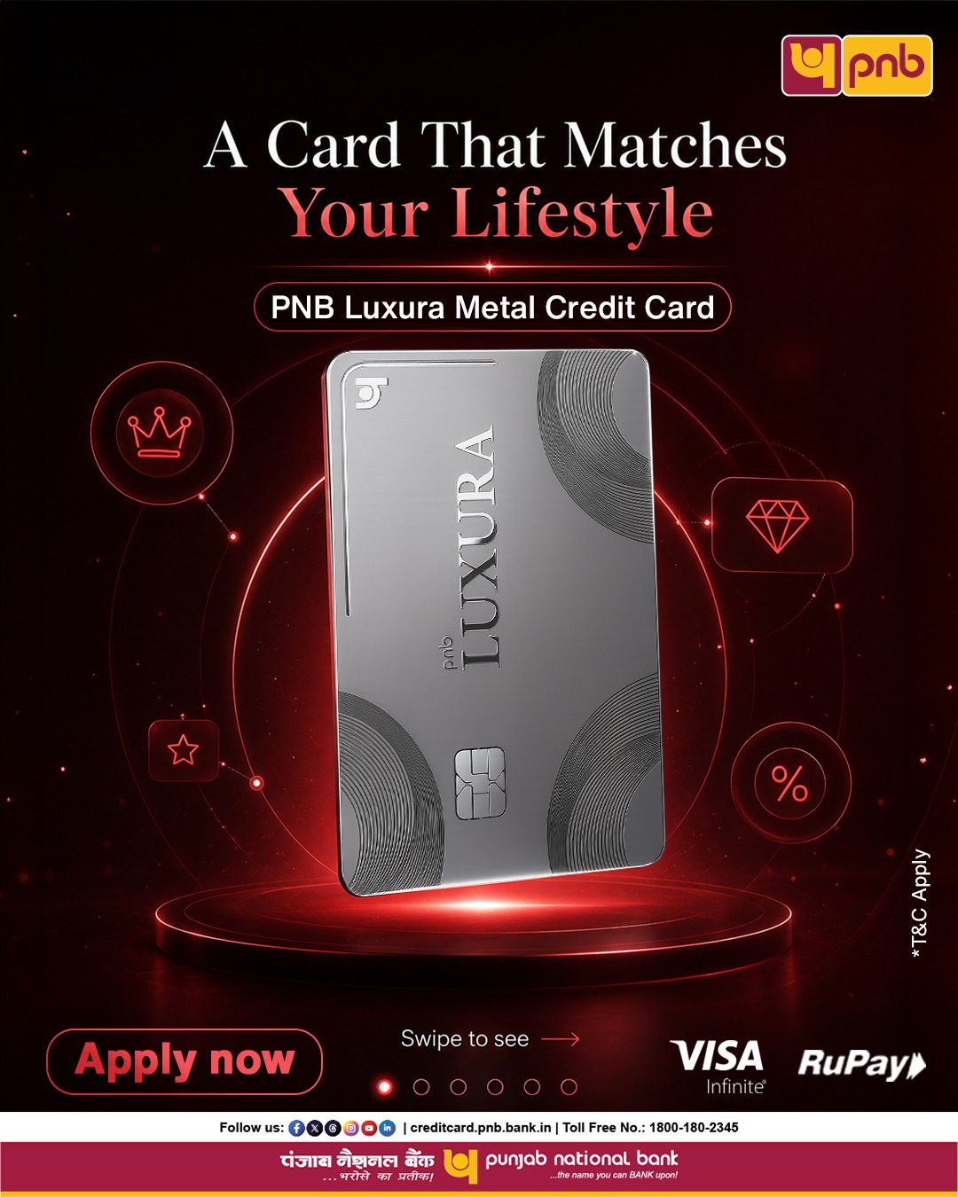 Punjab National Bank Facebook ad: Turn every spend into a luxury experience.