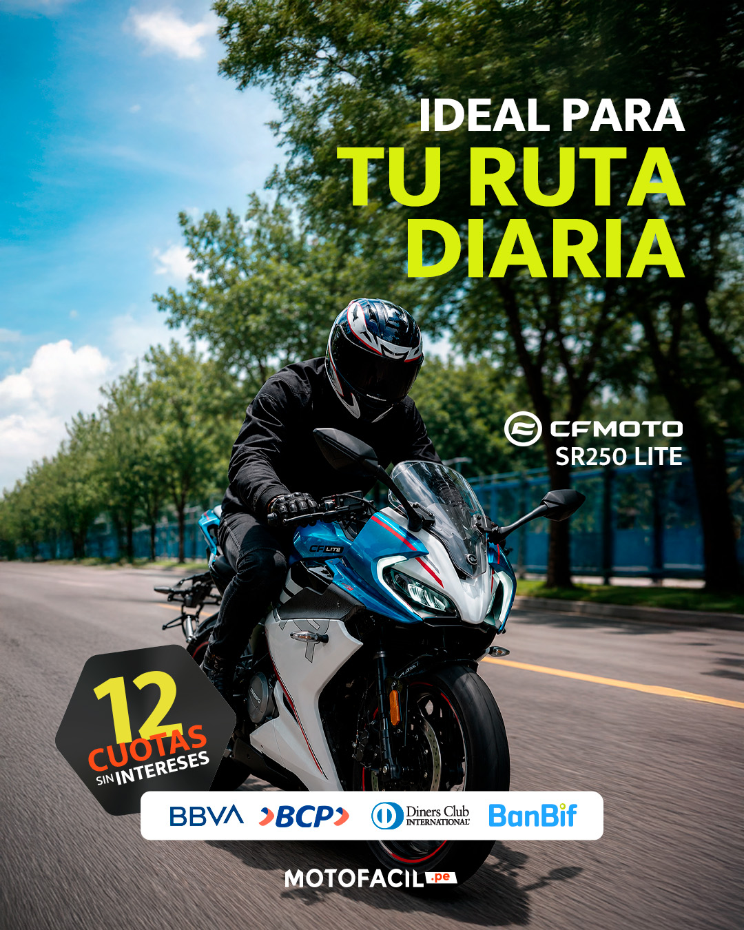 Motofacilpe Facebook ad: Paga en 12 cuotas sin intereses