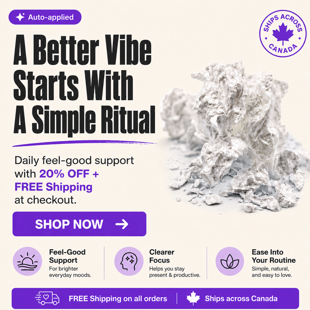 Vibe Check Wellness Facebook ad: Feel Better Without Going Overboard