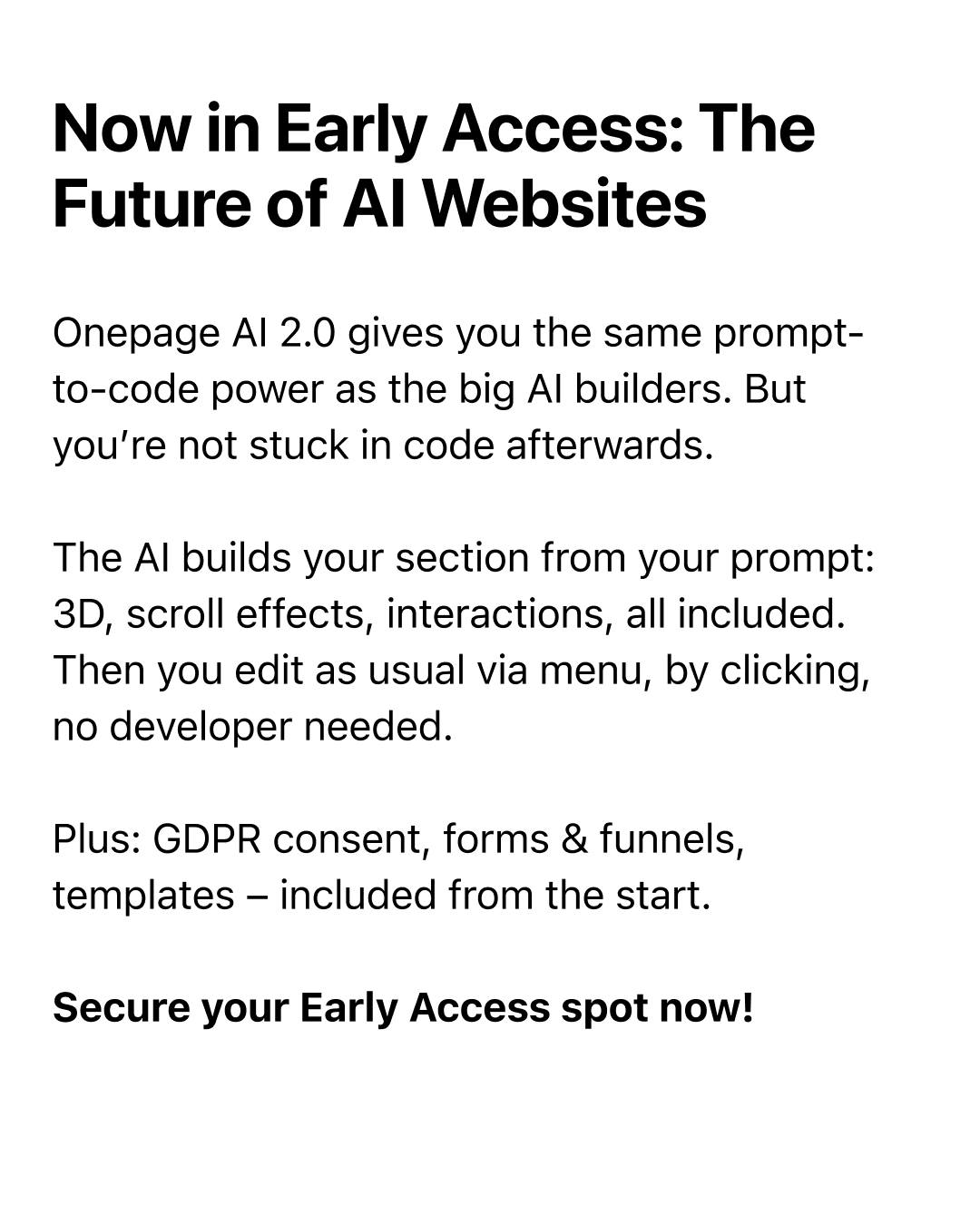 Onepage Facebook ad