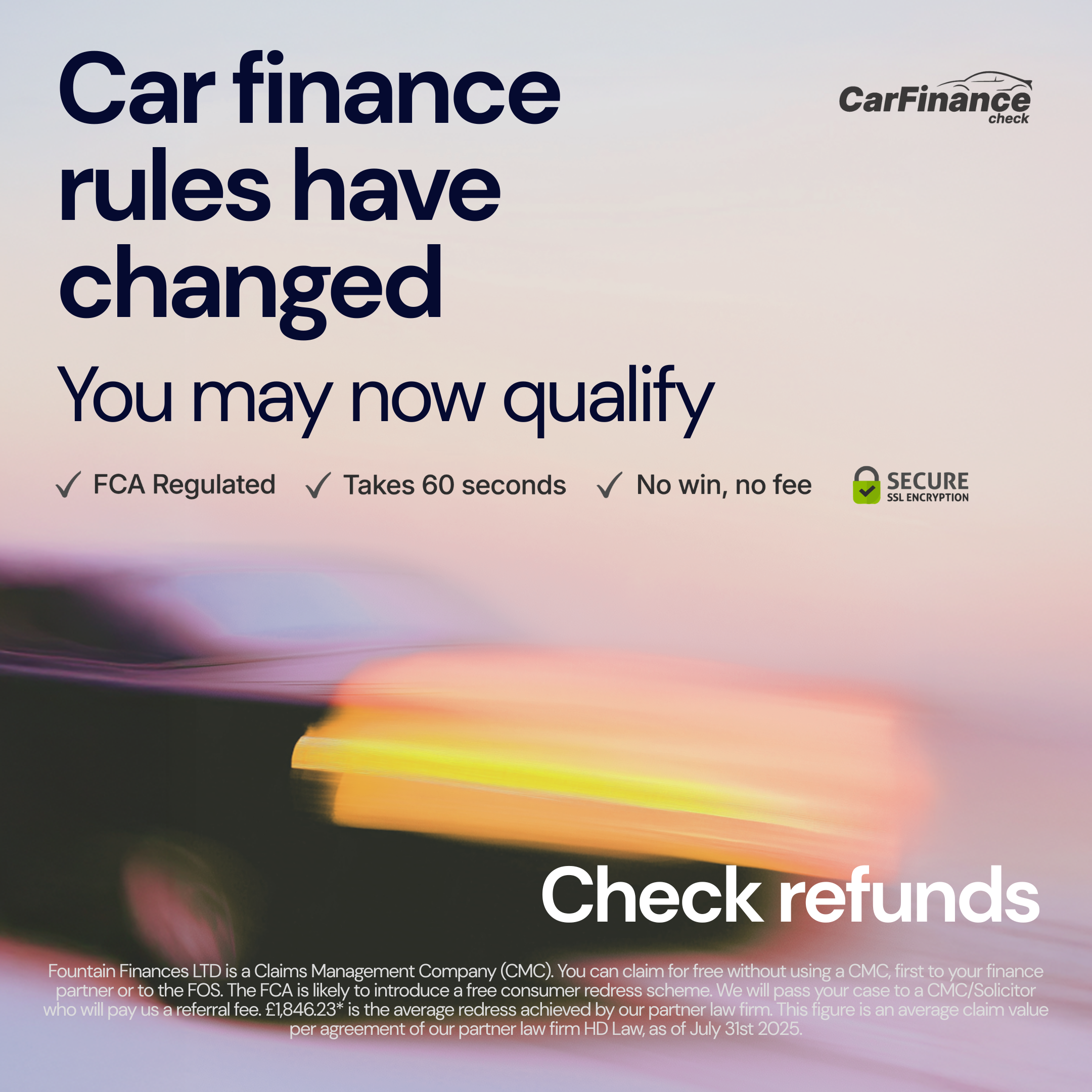 CarFinance Check Facebook ad from Mar 27, 2026