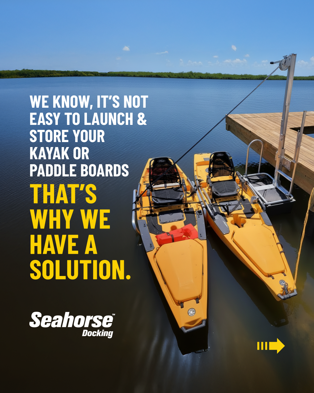 Seahorse Docking Facebook ad: Tired of the launch and store struggle?