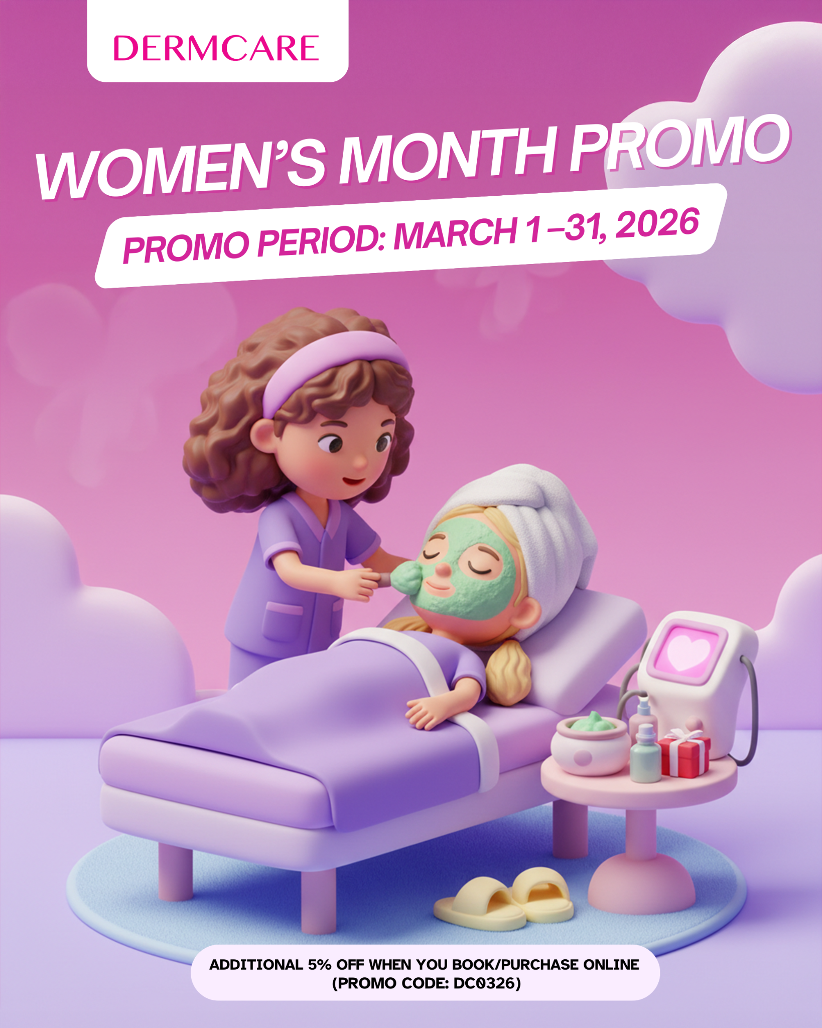 DERMCARE Facebook ad: March is your reset month.