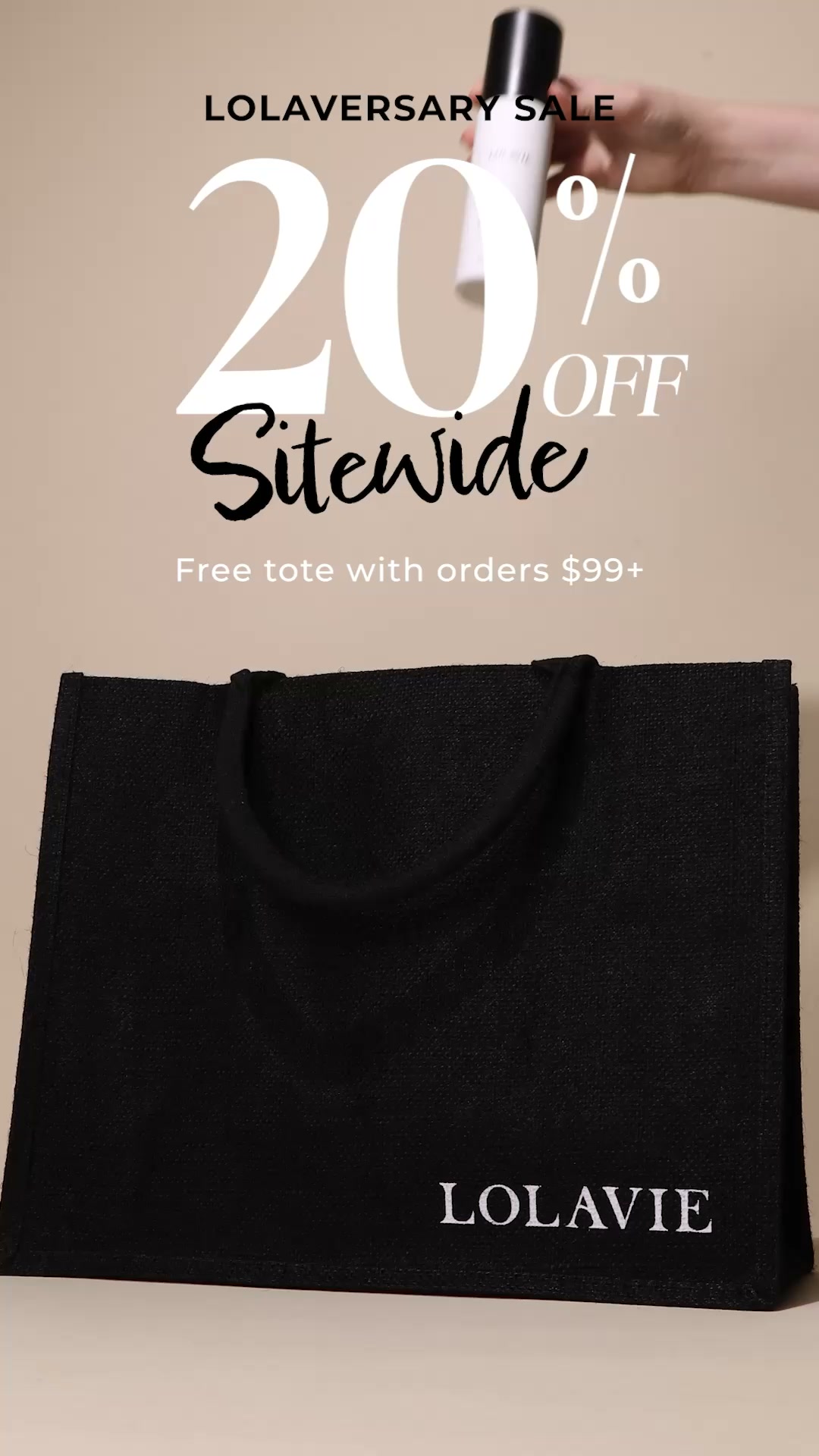LolaVie Facebook ad: 20% OFF EVERYTHING