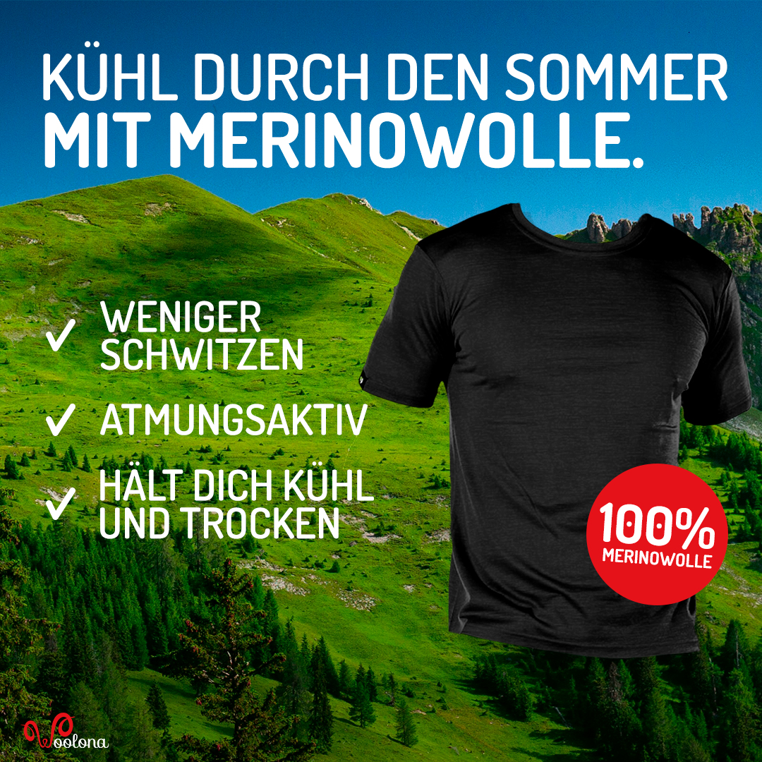 Woolona Deutschland Facebook ad: Merino Shirts erleben