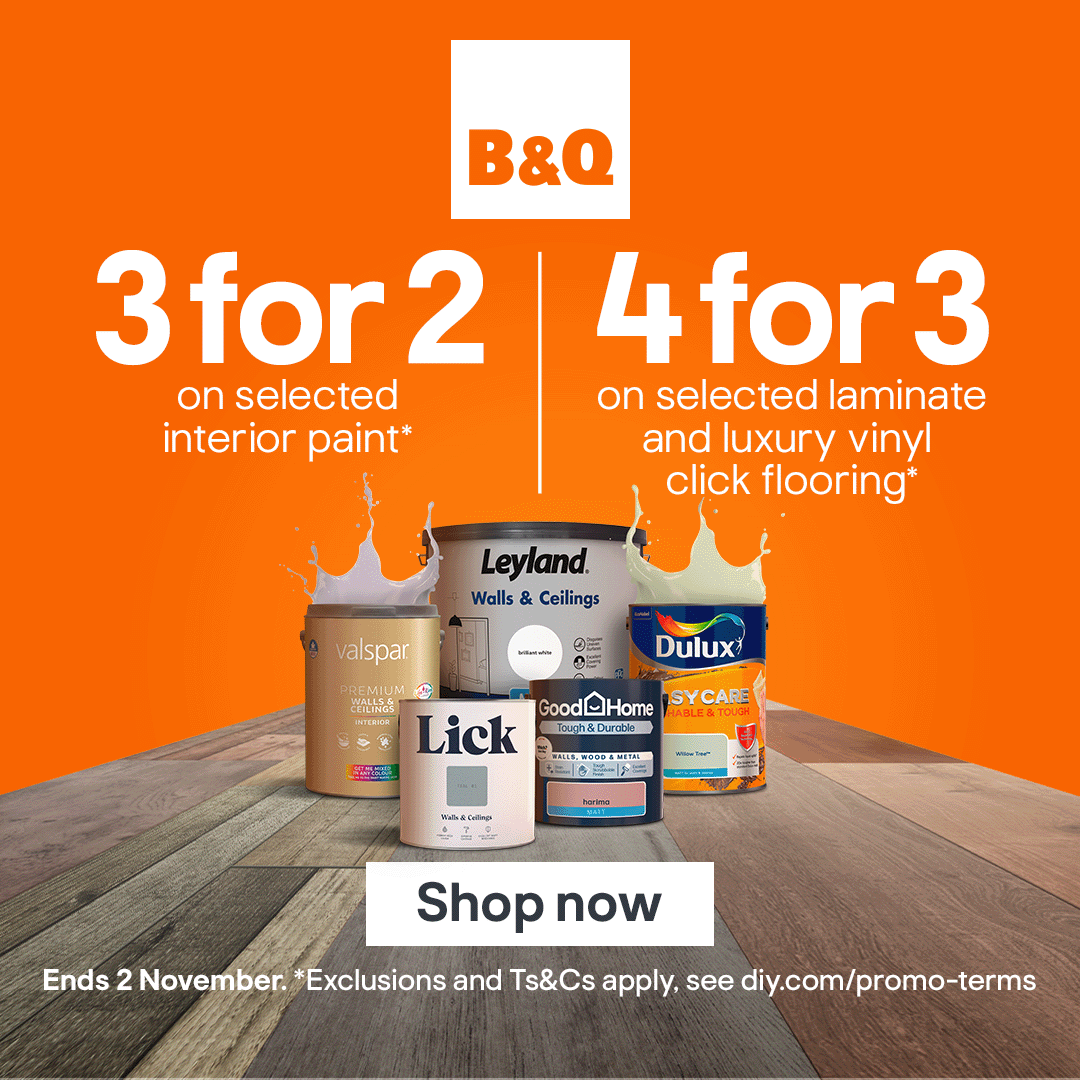B&Q Facebook ad: Unmissable deals in store and online.