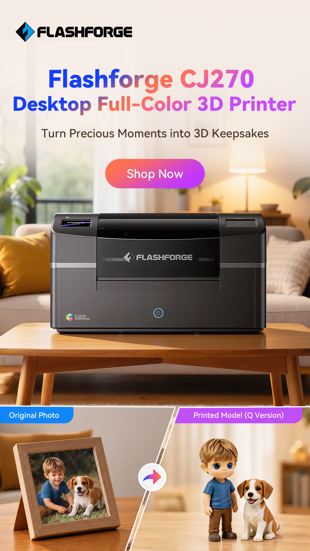 Flashforge Facebook ad: Flashforge CJ270-- Millions of Colors,One Print.The…