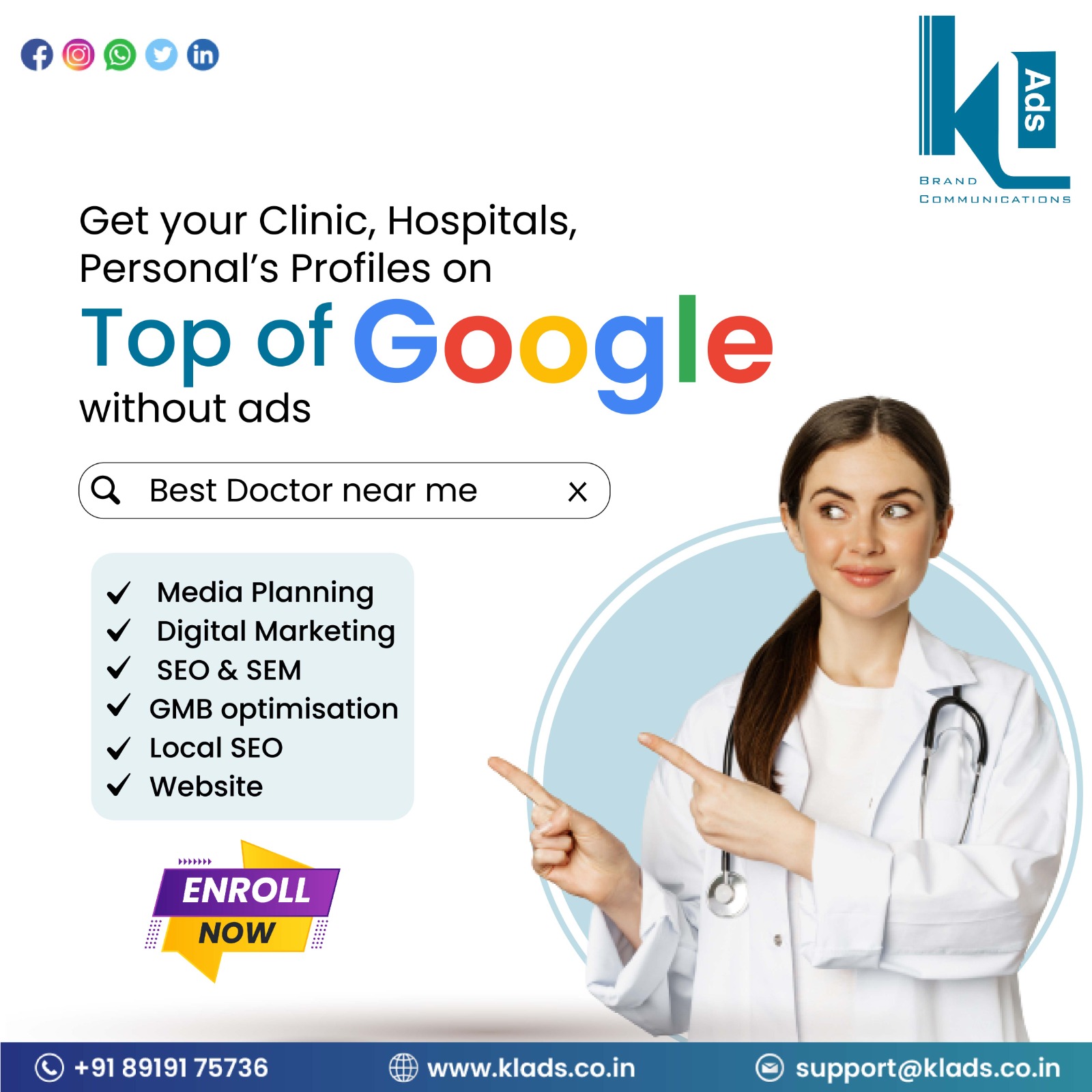 KL Ads India Pvt Ltd-Digital Marketing Agency Facebook ad: SEO & Marketing for Doctors