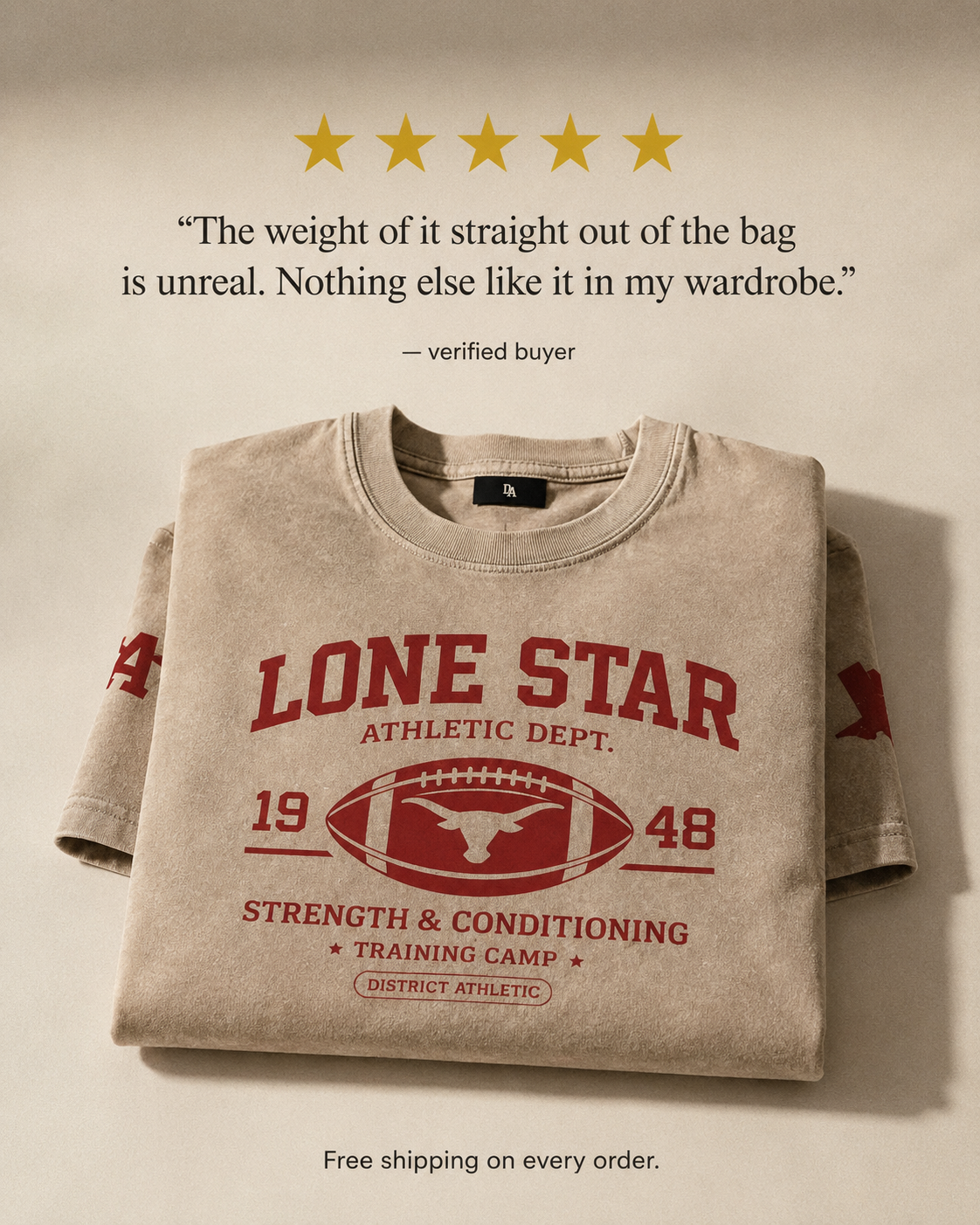 District Athletic Apparel Facebook ad: The weight speaks for itself.