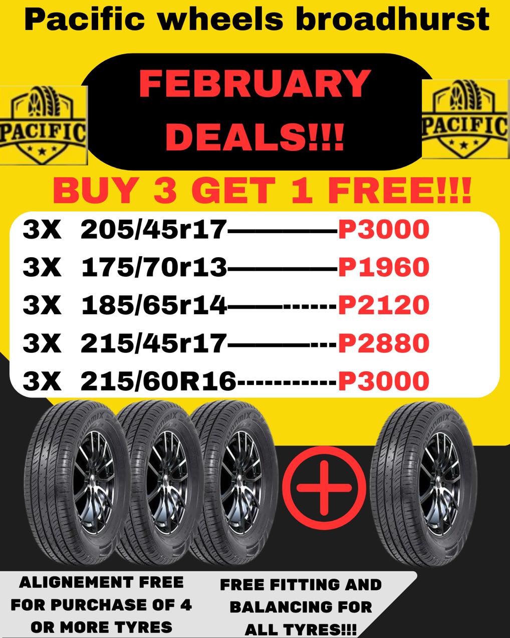 Pacific Wheels and Tires broadhurst Facebook ad: February sale