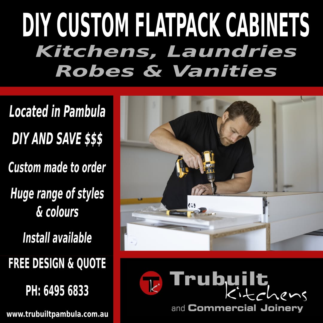Trubuilt Kitchens Pambula Facebook ad: DIY Cabinets Pambula