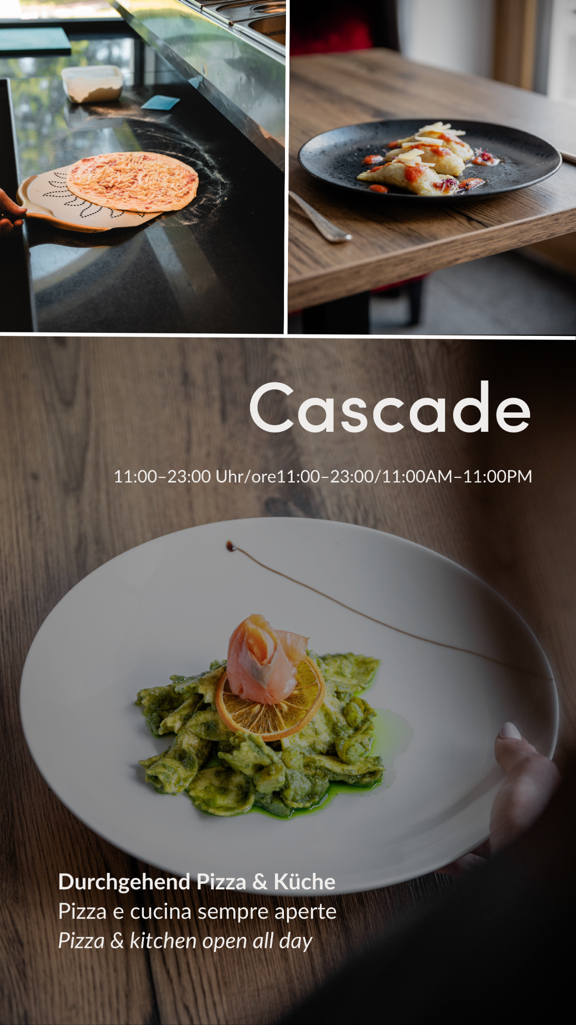 Cascade Restaurant Pizzeria Facebook ad: Good Food. Great Moments. All Day Long.