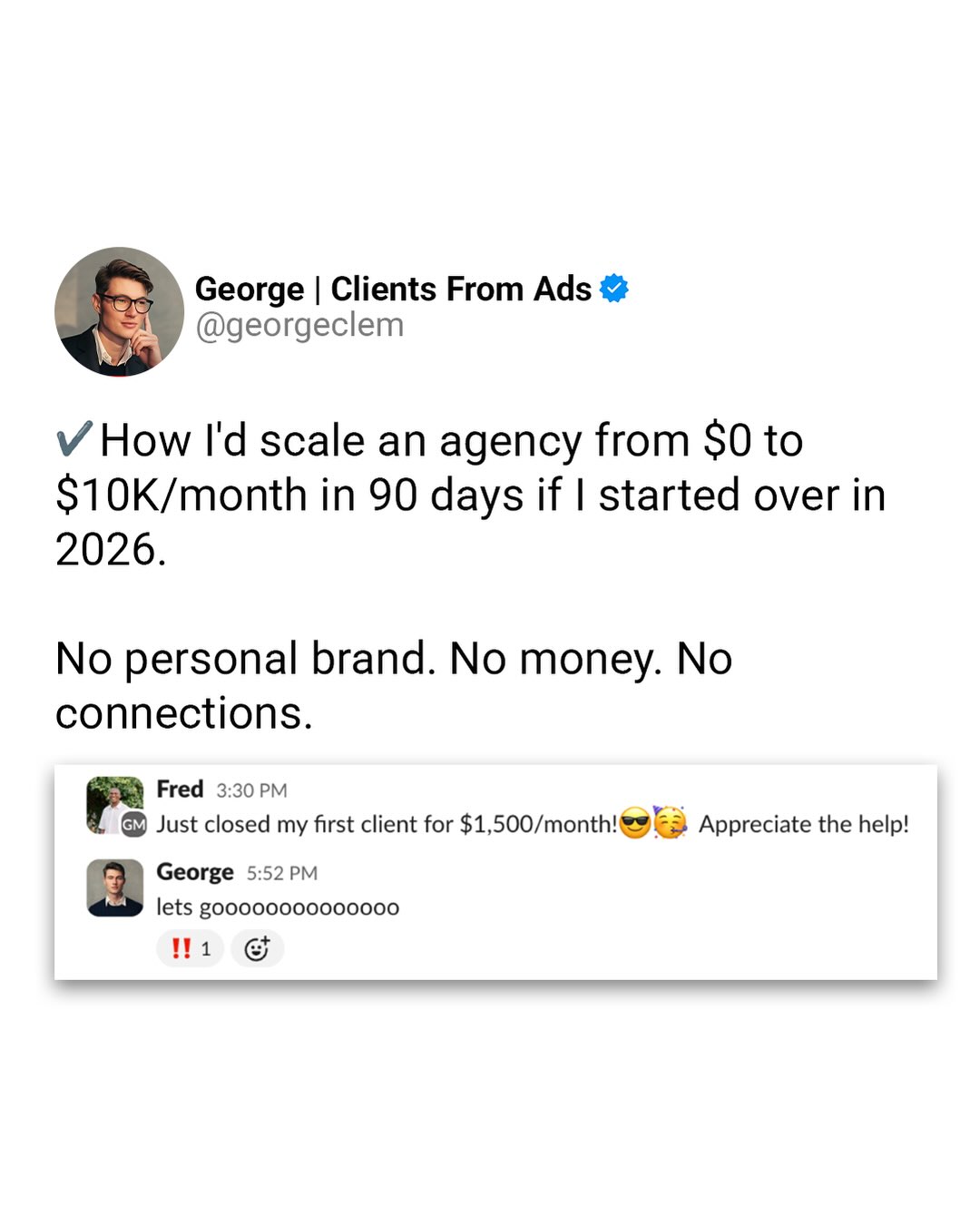 George Clements Facebook ad: I remember starting my agency @paidhouse back in…