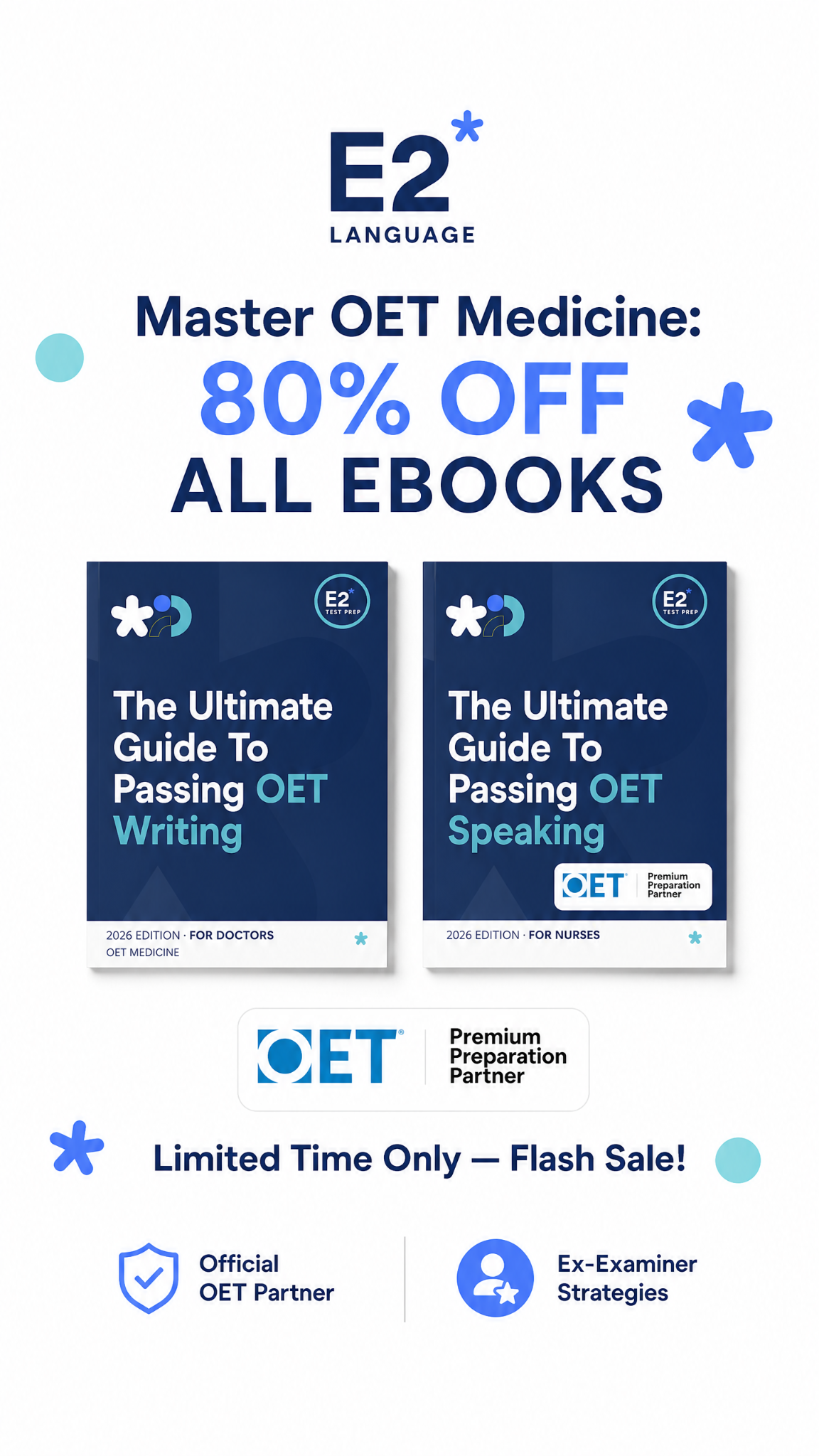 E2Language Facebook ad: Save 80% on OET eBooks