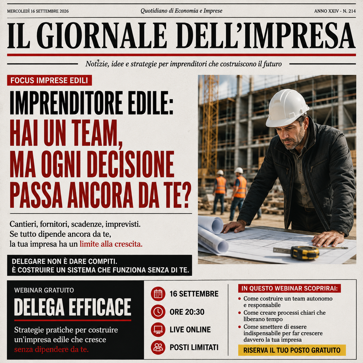 Antonio Panìco Business Coach Facebook ad: Delega Efficace - Webinar GRATIS
