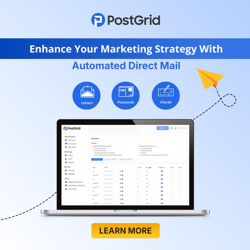 PostGrid Facebook ad: Automate Direct Mail with PostGrid