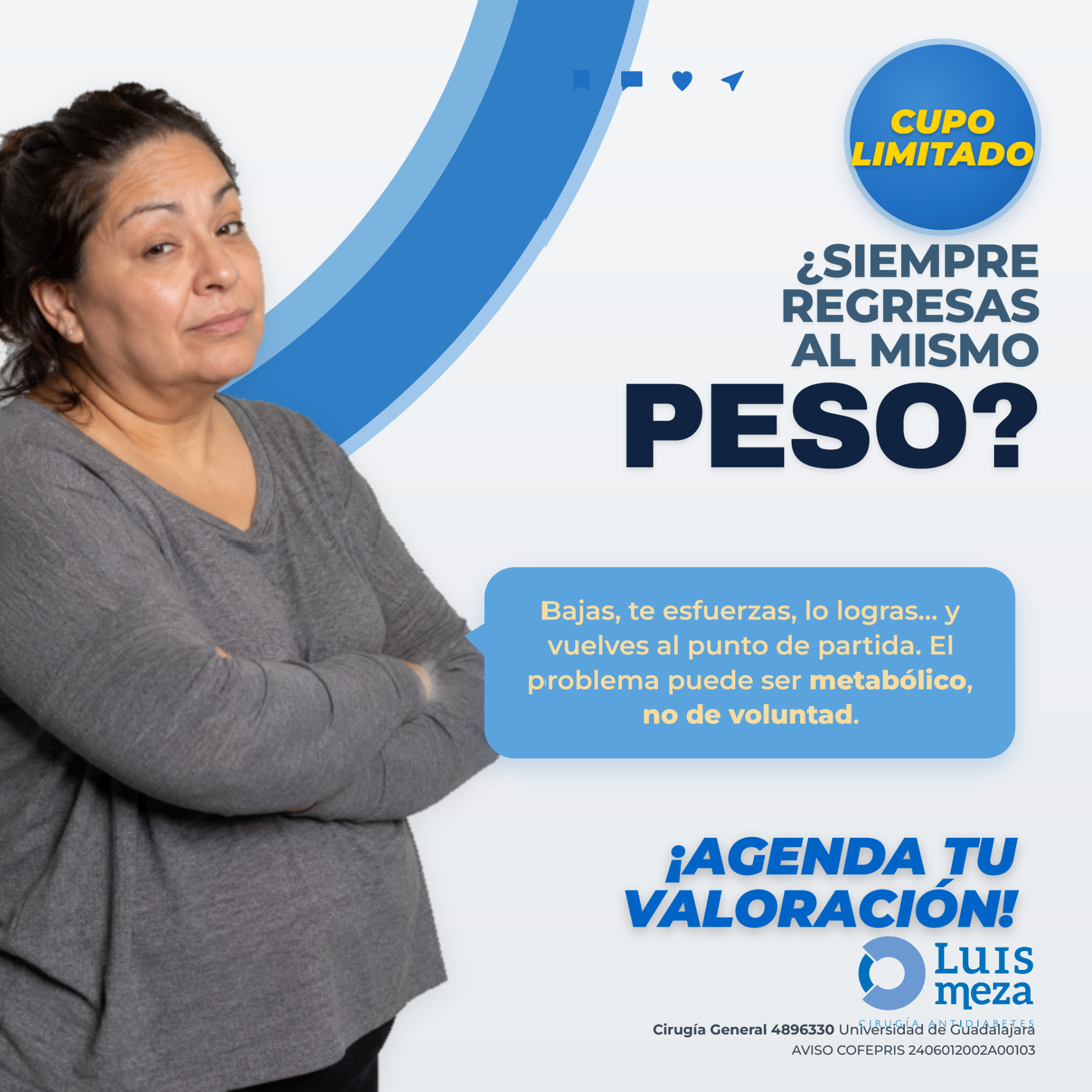 Dr. Luis Meza - Cirugía antidiabetes Facebook ad: Orientación médica para bajar de peso y mejorar tu salud