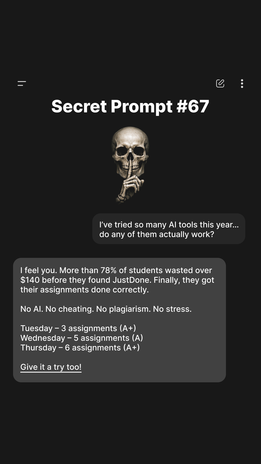 Justdone: All-in-one AI tool  Facebook ad