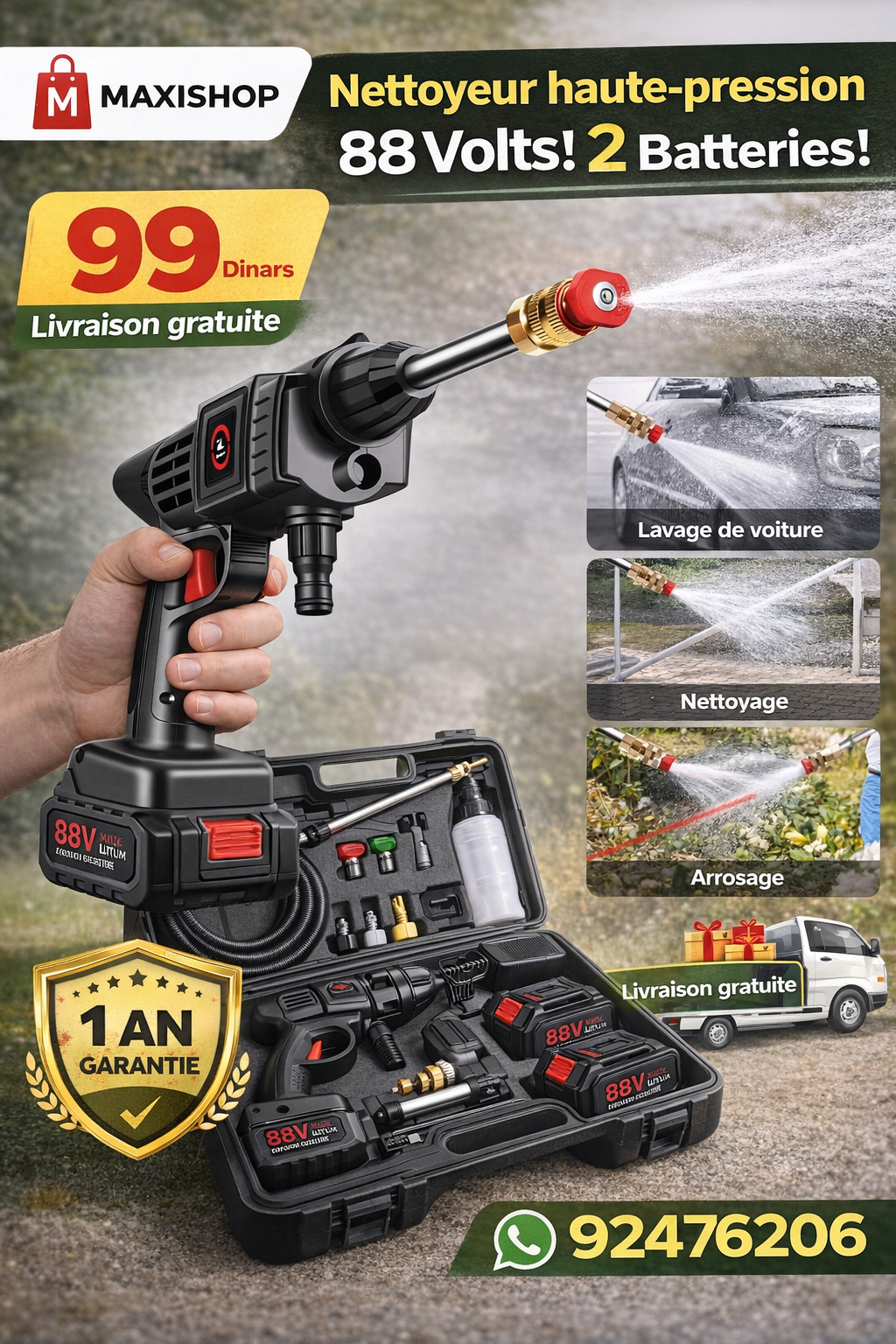 MaxiShop Facebook ad: كارشير 88V للمداواة والتنظيف