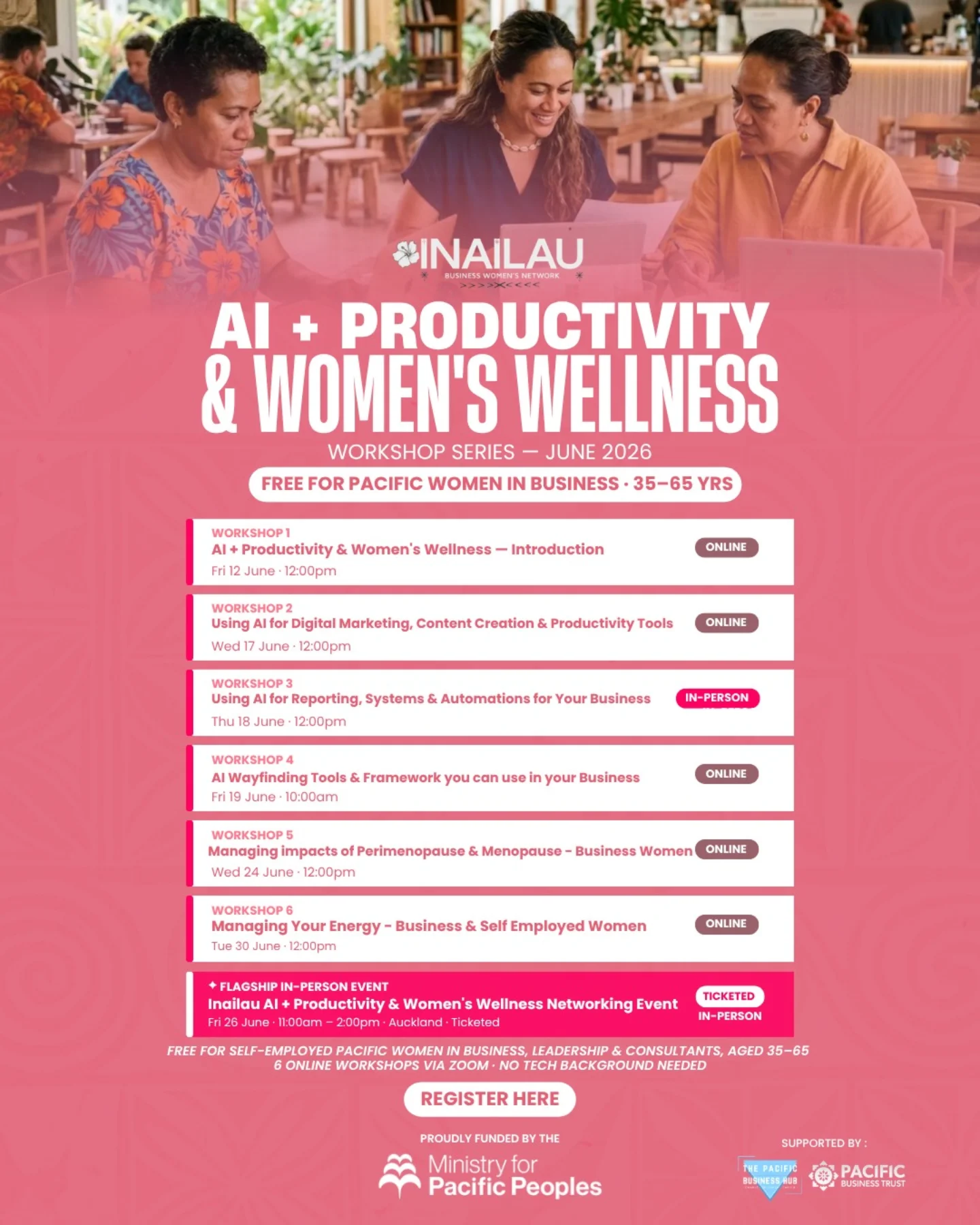 Inailau Pacific Business Women's Network Facebook ad: Pacific women in business, this is for you