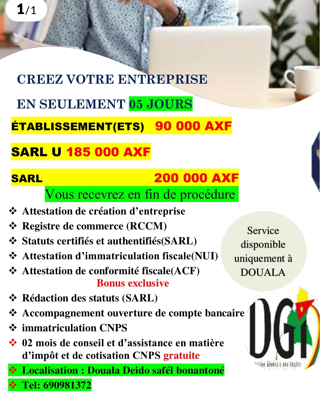 Digi- Tax Consulting Facebook ad: CREATION D'ENTREPRISE