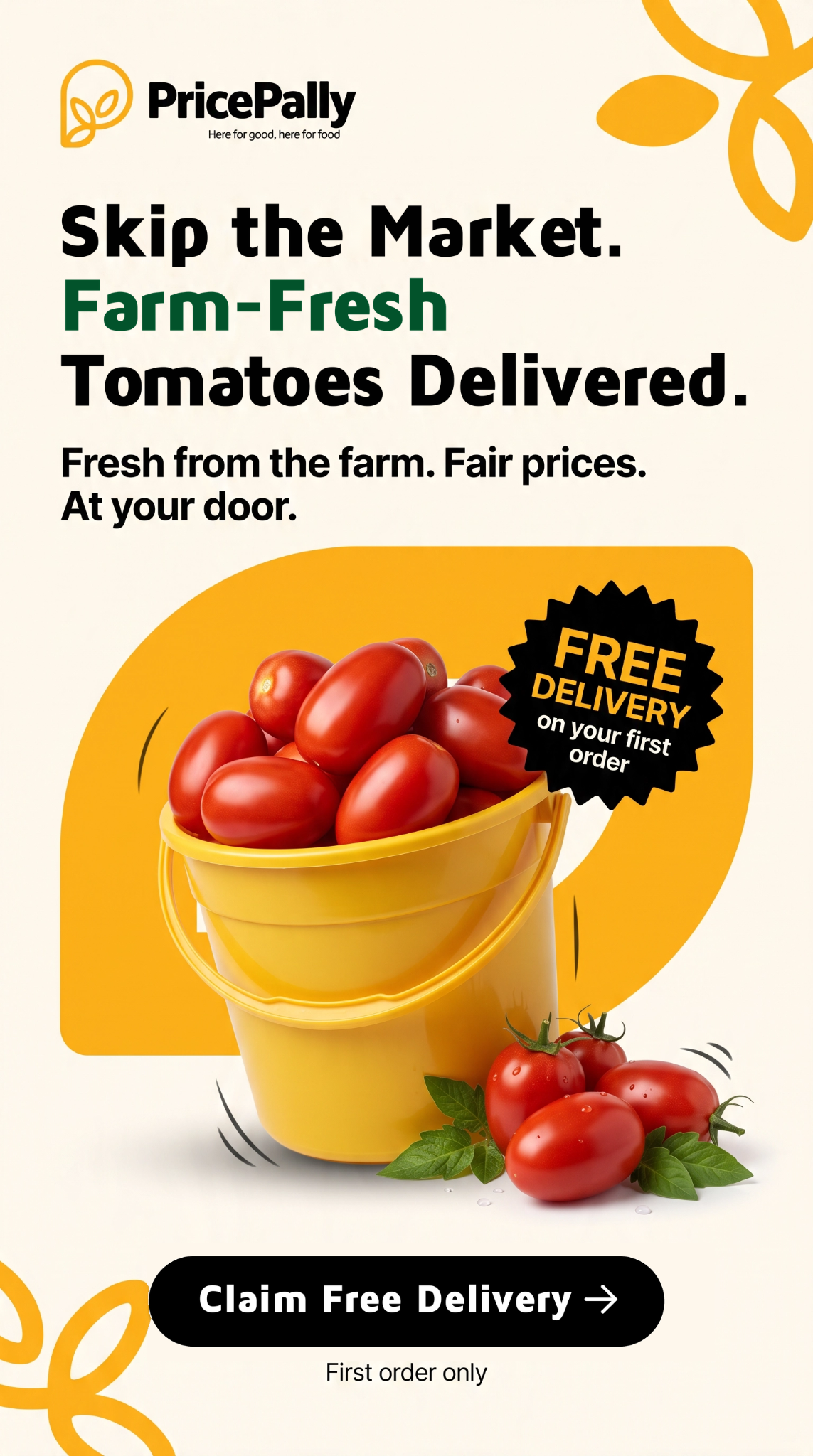 PricePally Facebook ad: Fresh Groceries Delivered.