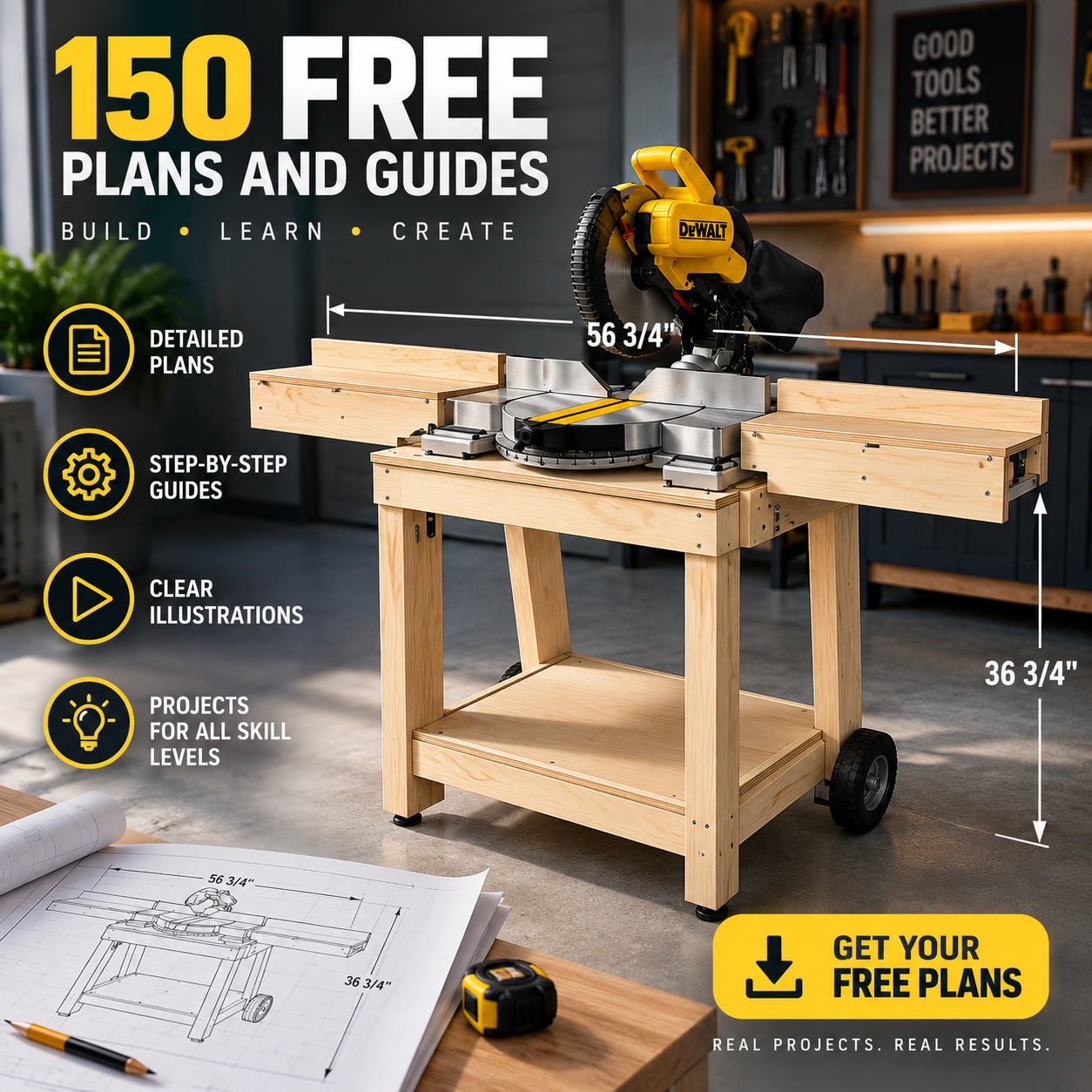 DIY Cheat Sheet.com Facebook ad: Free Woodworking Plans: Build Something Amazing This…