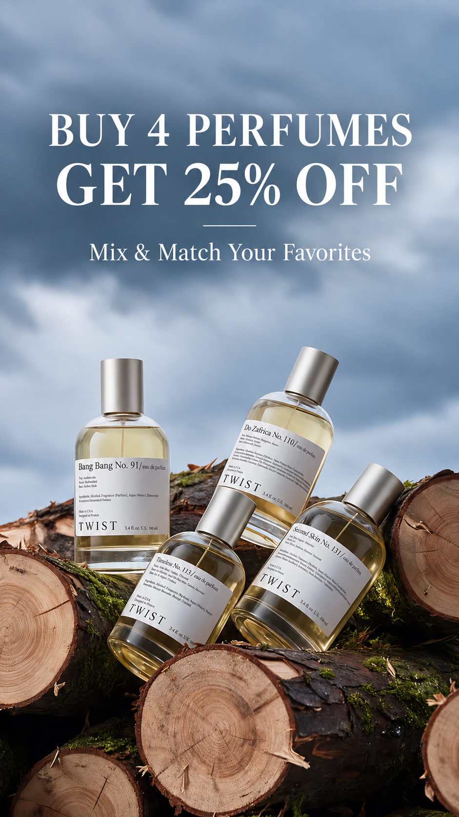 Twist Perfumes Facebook ad: Buy 4, Get 25% Off